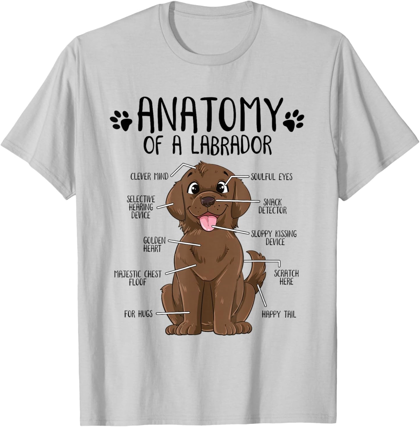 Funny Anatomy Labrador Retriever Chocolate Lab Dog Owner T-Shirt - T-Shirt | Ash