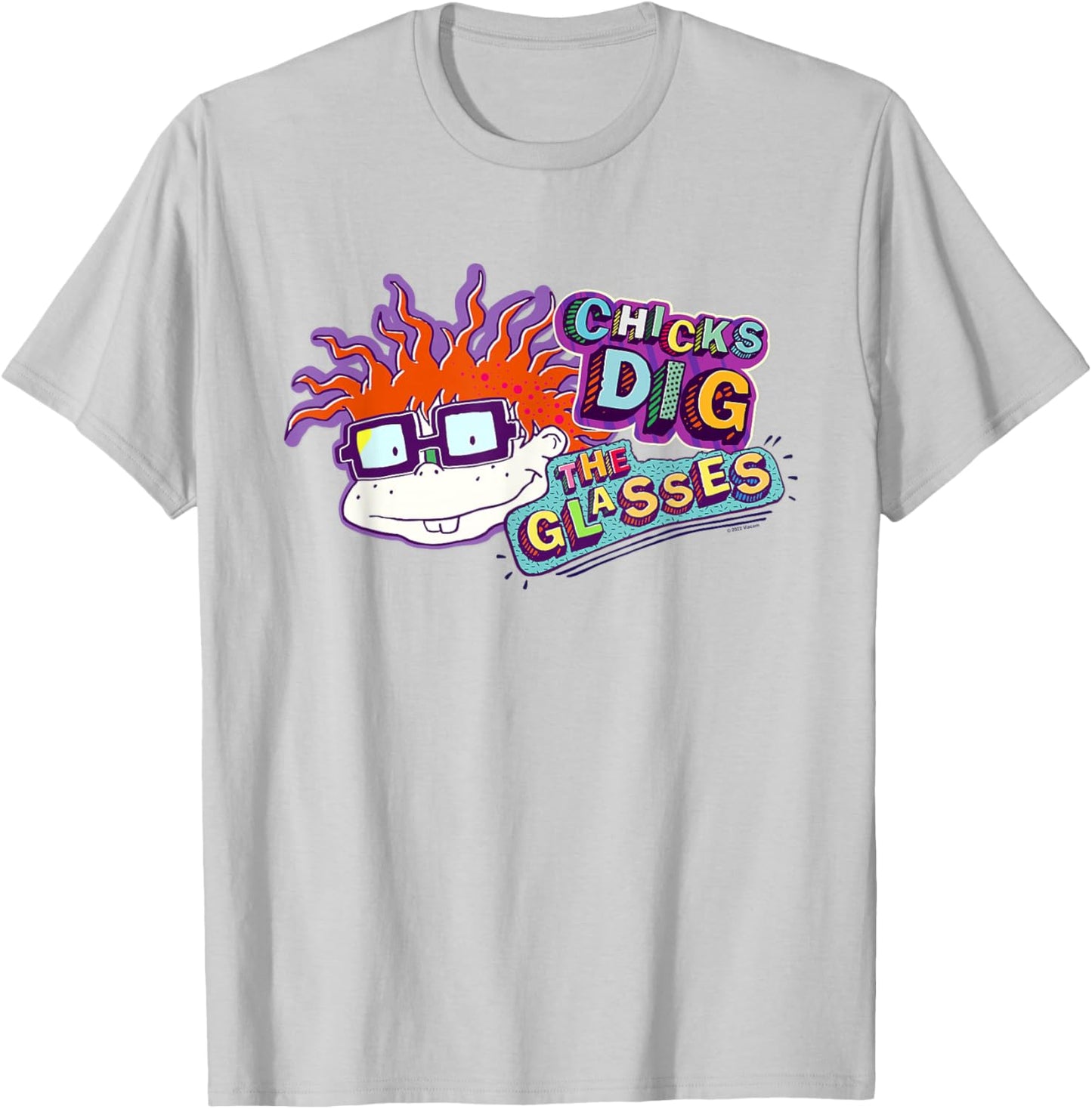 Rugrats Chicks Dig the Glasses Badge T-Shirt - T-Shirt | Ash