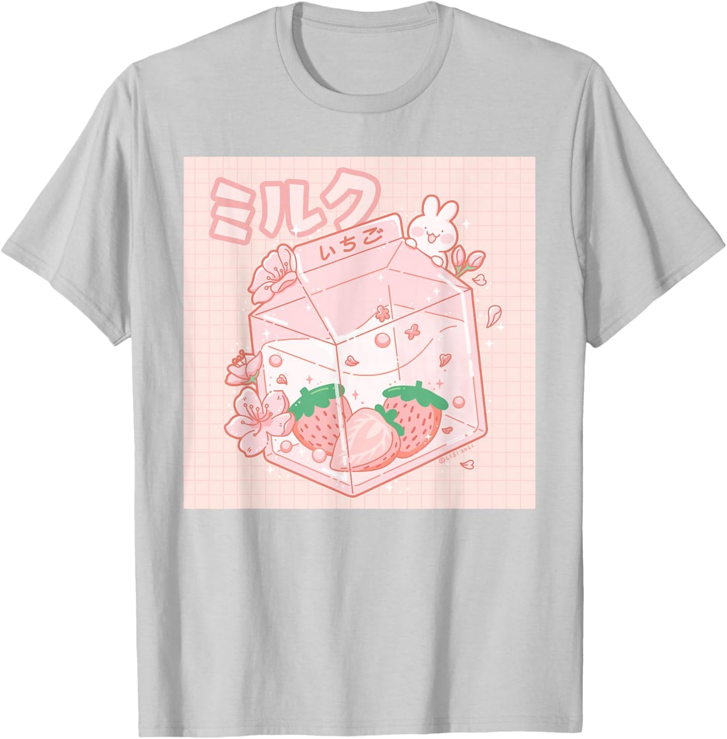 Strawberry Milk Japanese Kawaii Anime Aesthetic Pink T-Shirt - T-Shirt | Ash