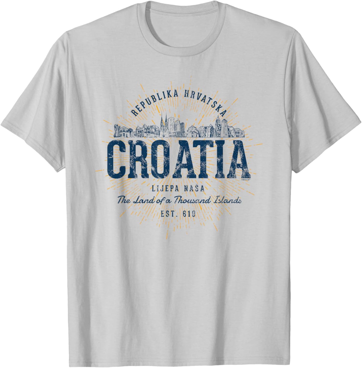 Vintage Croatia Retro T-Shirt - T-Shirt | Ash