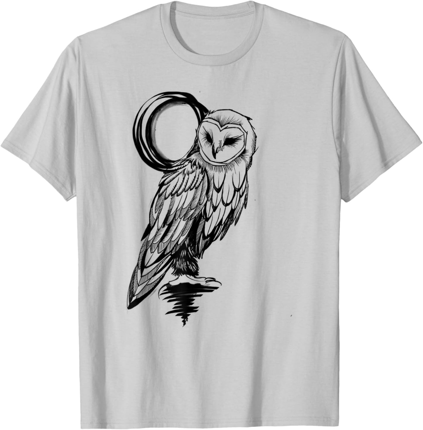 Owl motif shirt, owl black and white print, Barn Owl T-Shirt - T-Shirt | Ash