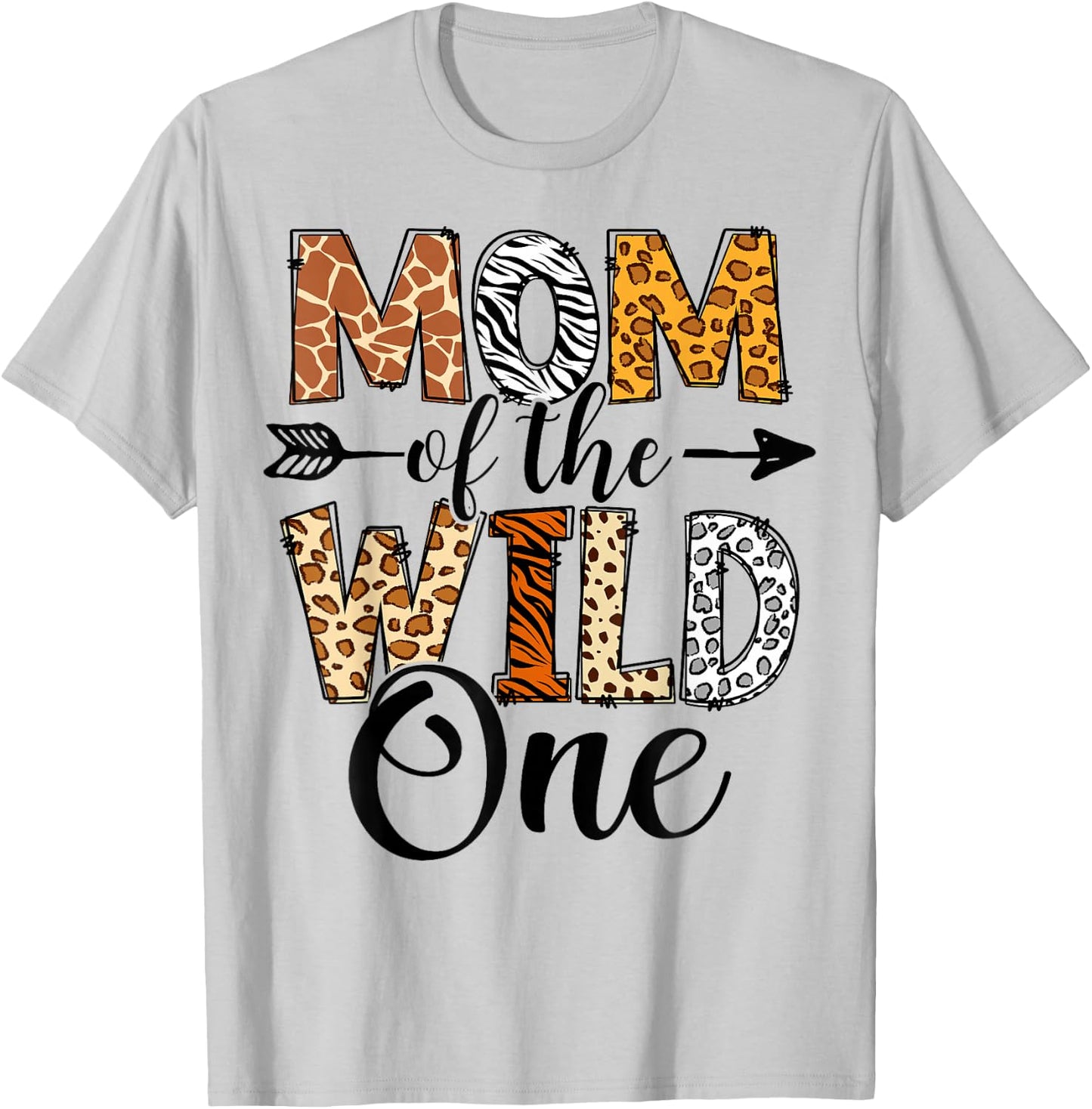 Mom Of The Wild One Family 1st Birthday African Safari Gift T-Shirt - T-Shirt | Ash