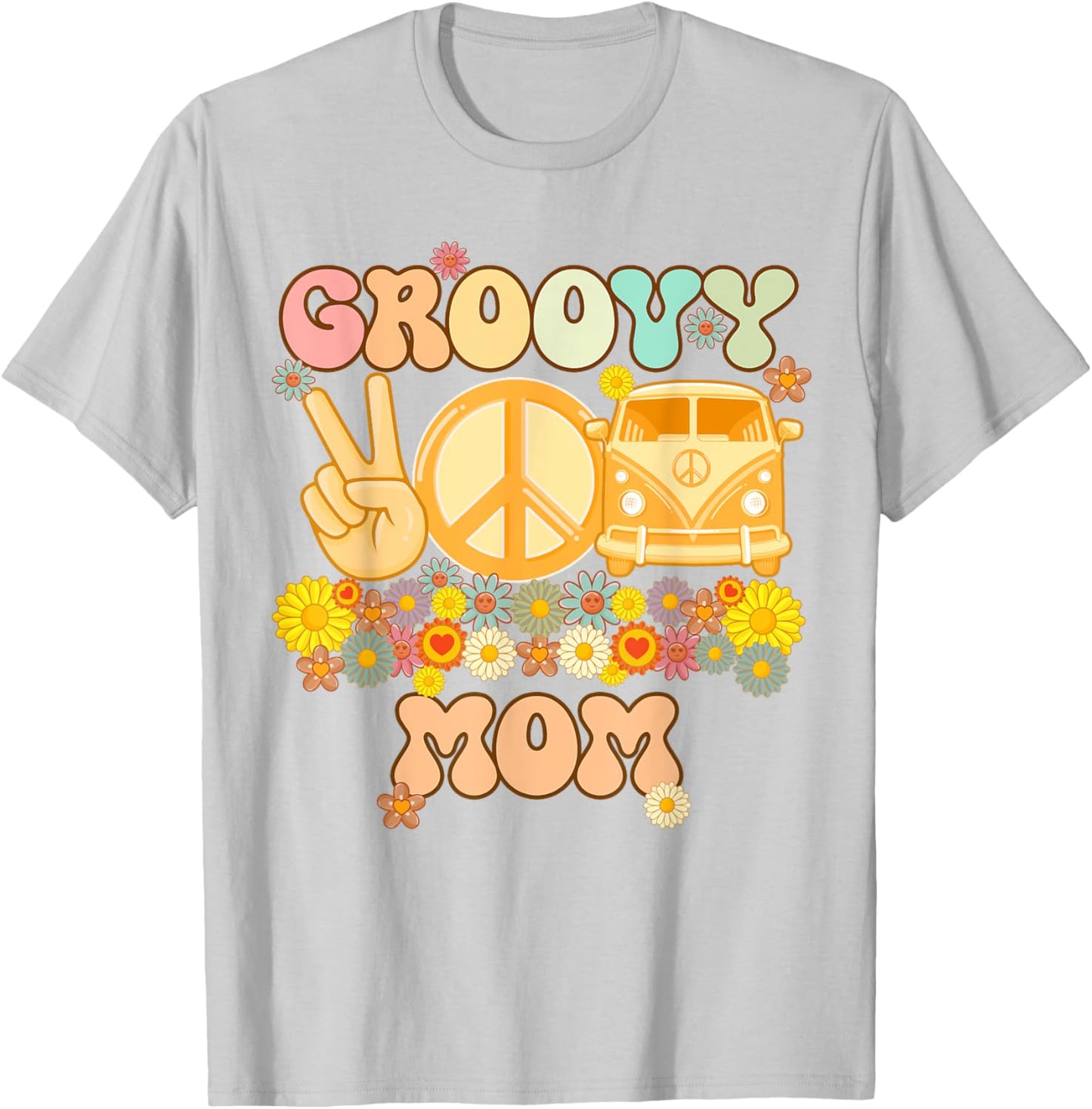 Groovy Mom Retro Matching Family Baby Shower Mother's Day T-Shirt - T-Shirt | Ash