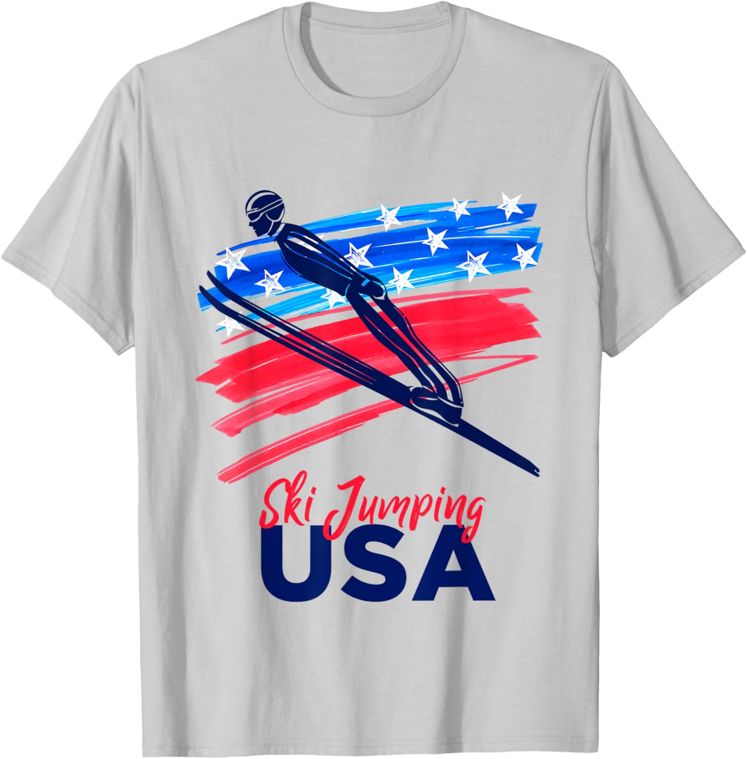 Ski Jumping USA Support the Team USA Flag Hill Jump Kids Men T-Shirt - T-Shirt | Ash