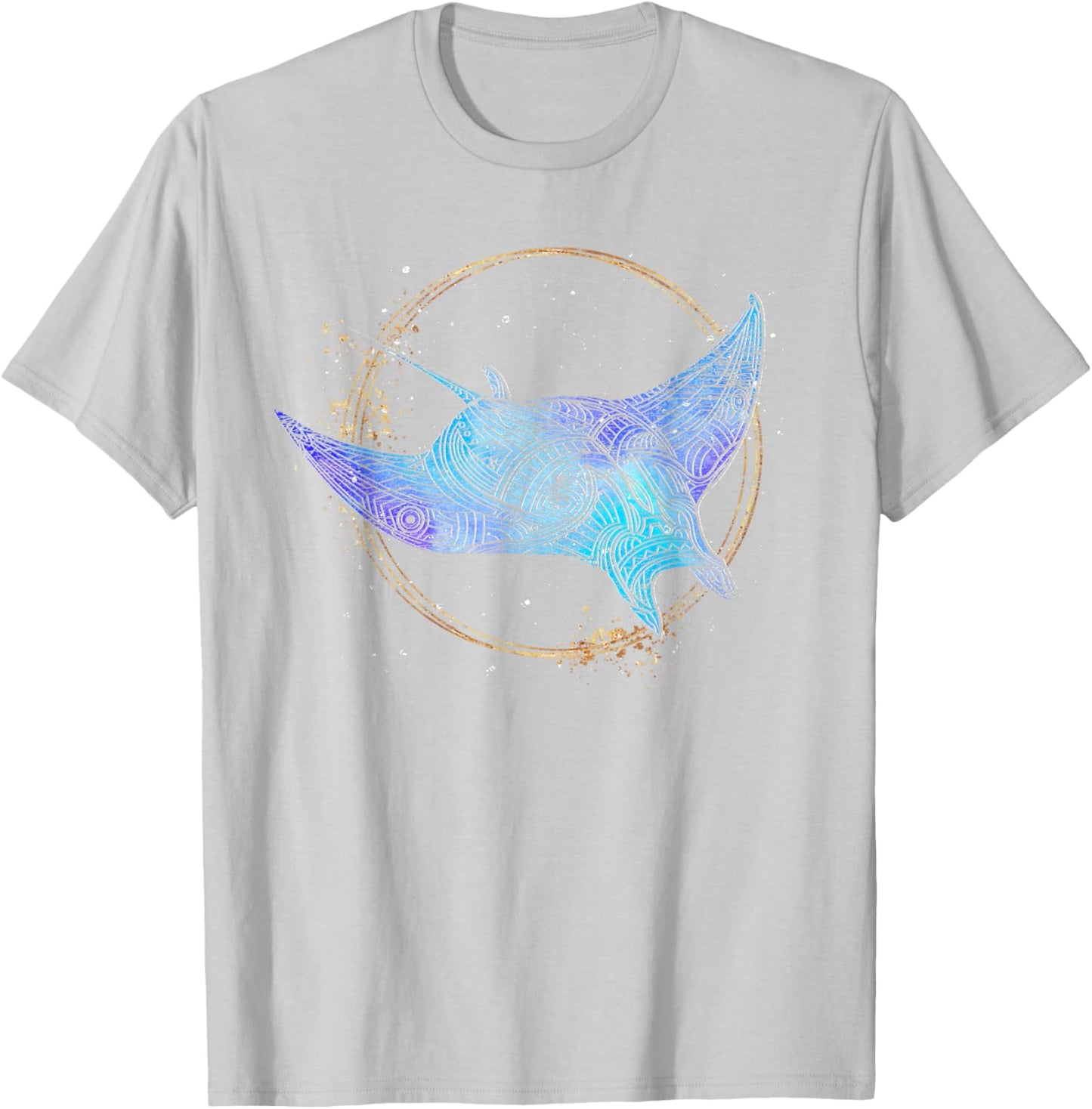 Ocean Animal Lover Hawaiian Tattoo Stingray Manta Ray T-Shirt - T-Shirt | Ash