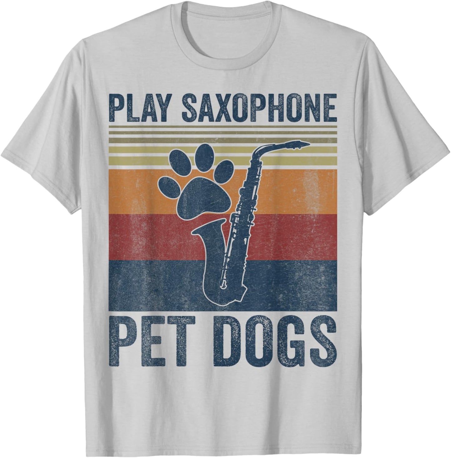 Funny Dog Lover and Saxophone Player Pet Dogs Play Saxophone T-Shirt - T-Shirt | Ash