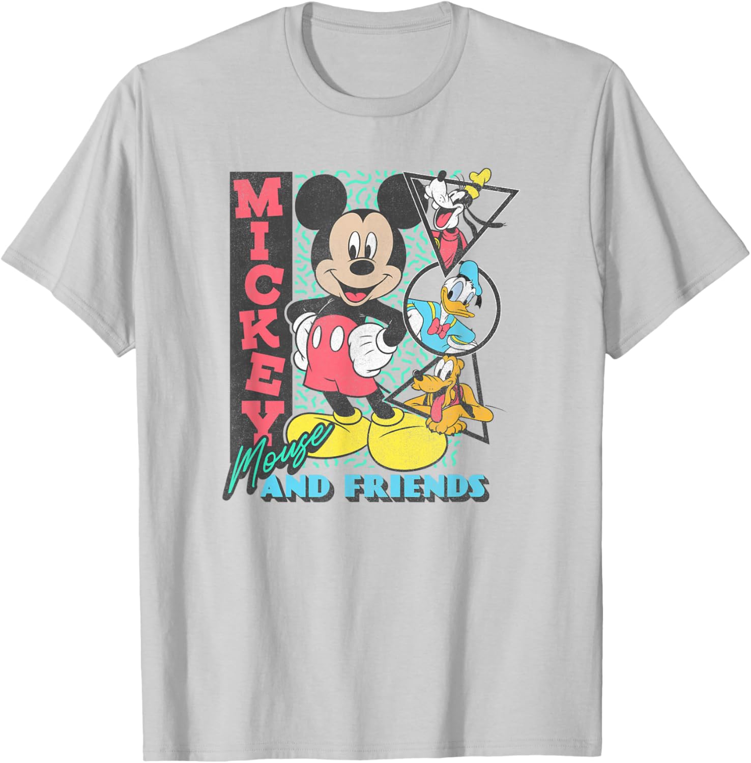 Disney Mickey & Friends Retro 90's Group Poster T-Shirt - T-Shirt | Ash