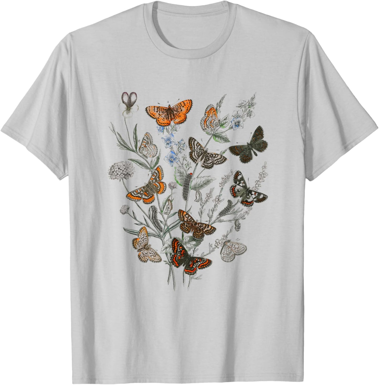 Cute Butterflies Floral Graphic Butterfly Tree T-Shirt - T-Shirt | Ash
