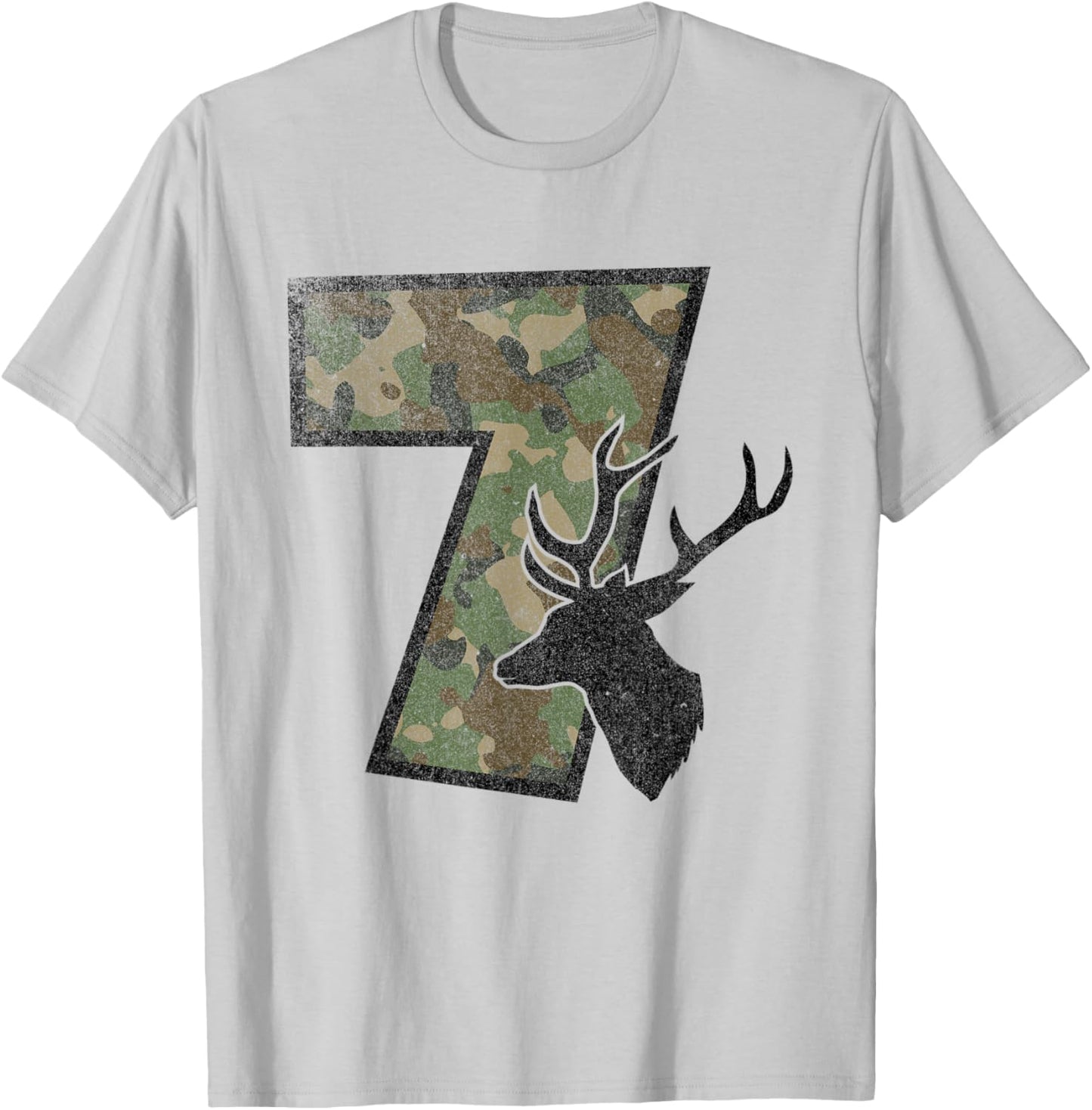 Country Boys Camo 7 Seven Year Old Birthday Deer Hunter T-Shirt - T-Shirt | Ash