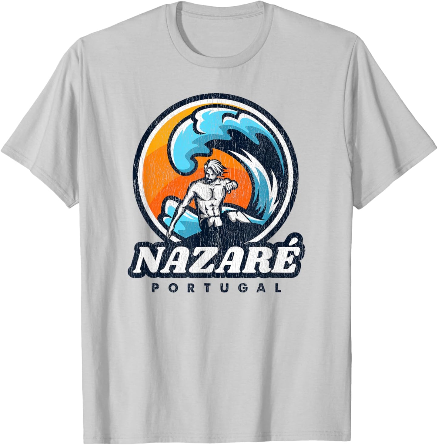 Nazare Portugal Surfing Competition Vintage Surf Style T-Shirt - T-Shirt | Ash