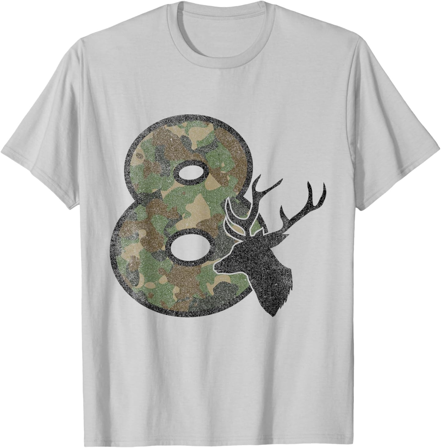 Country Boys Camo 8 Eight Year Old Birthday Deer Hunter T-Shirt - T-Shirt | Ash