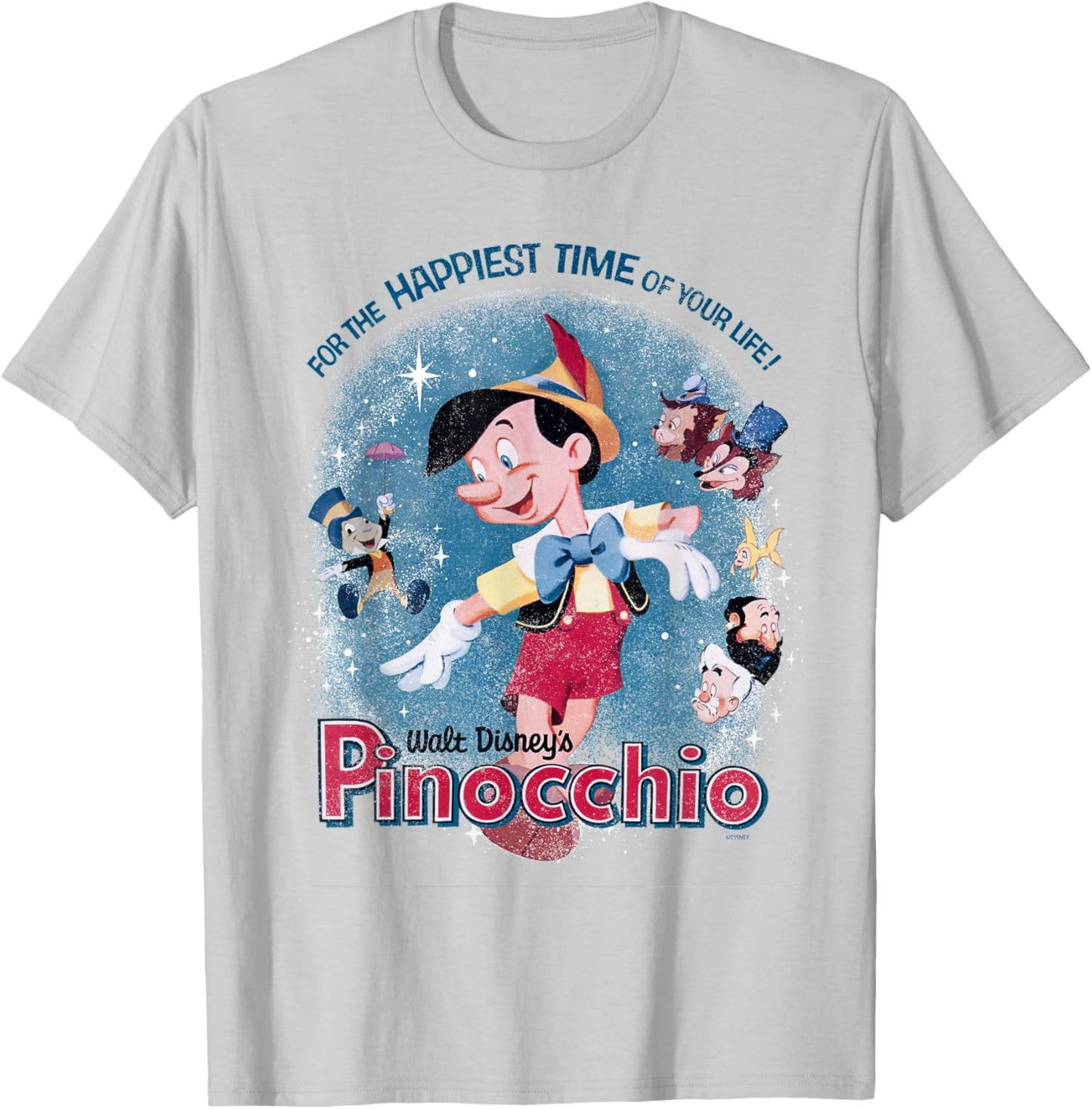 Disney Pinocchio For The Happiest Time In Your Life Retro T-Shirt - T-Shirt | Ash
