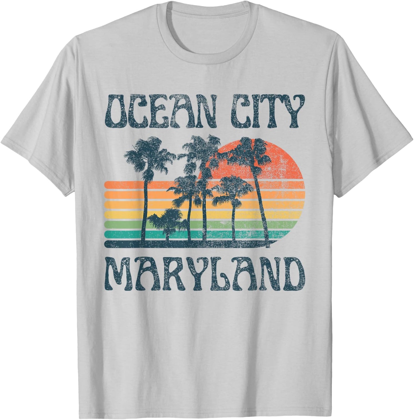 Ocean City Maryland Beach Summer Vacation Vintage T-Shirt - T-Shirt | Ash