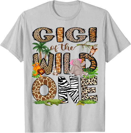 Gigi Of The Birthday Wild One 1St Birthday Safari T-Shirt - T-Shirt | Ash