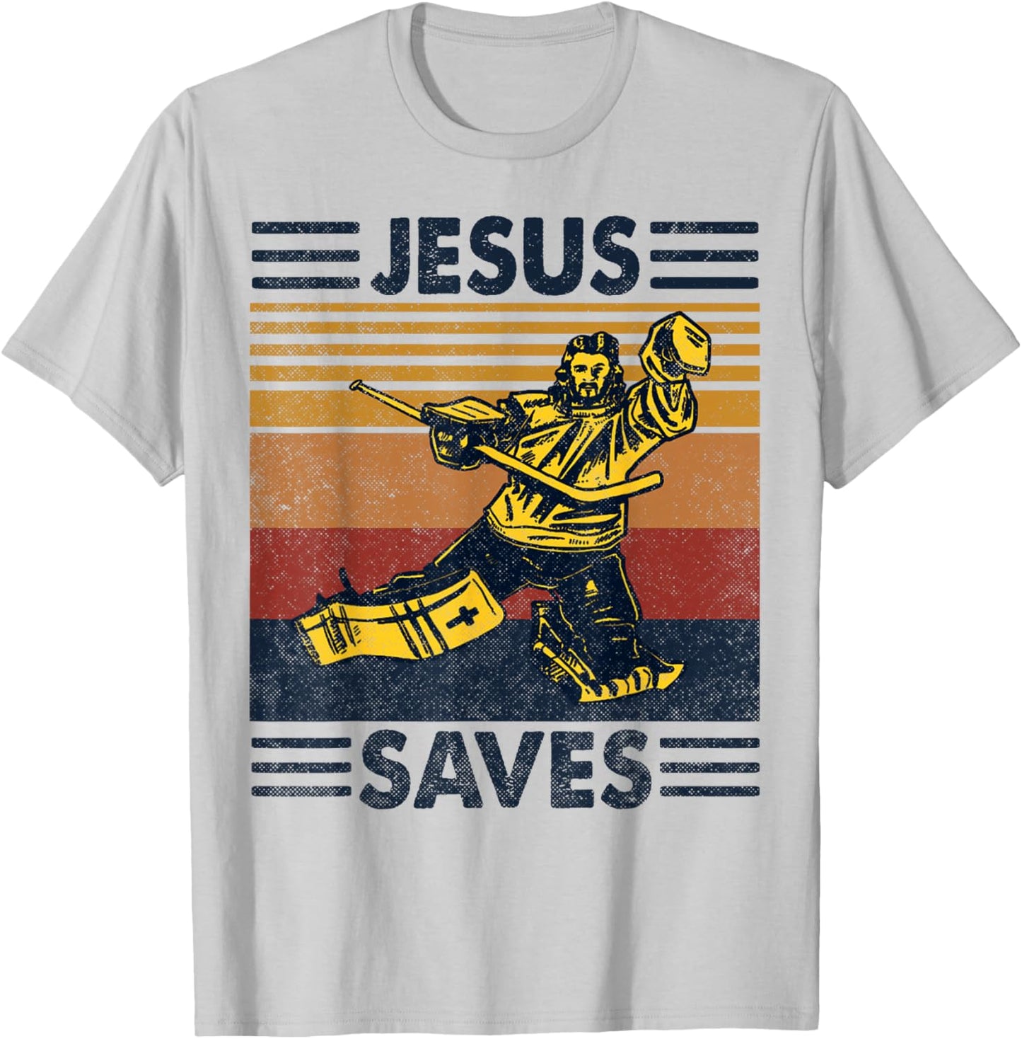 Jesus Saves Ice Hockey Goalie Sport Religious Christian Gift T-Shirt - T-Shirt | Ash
