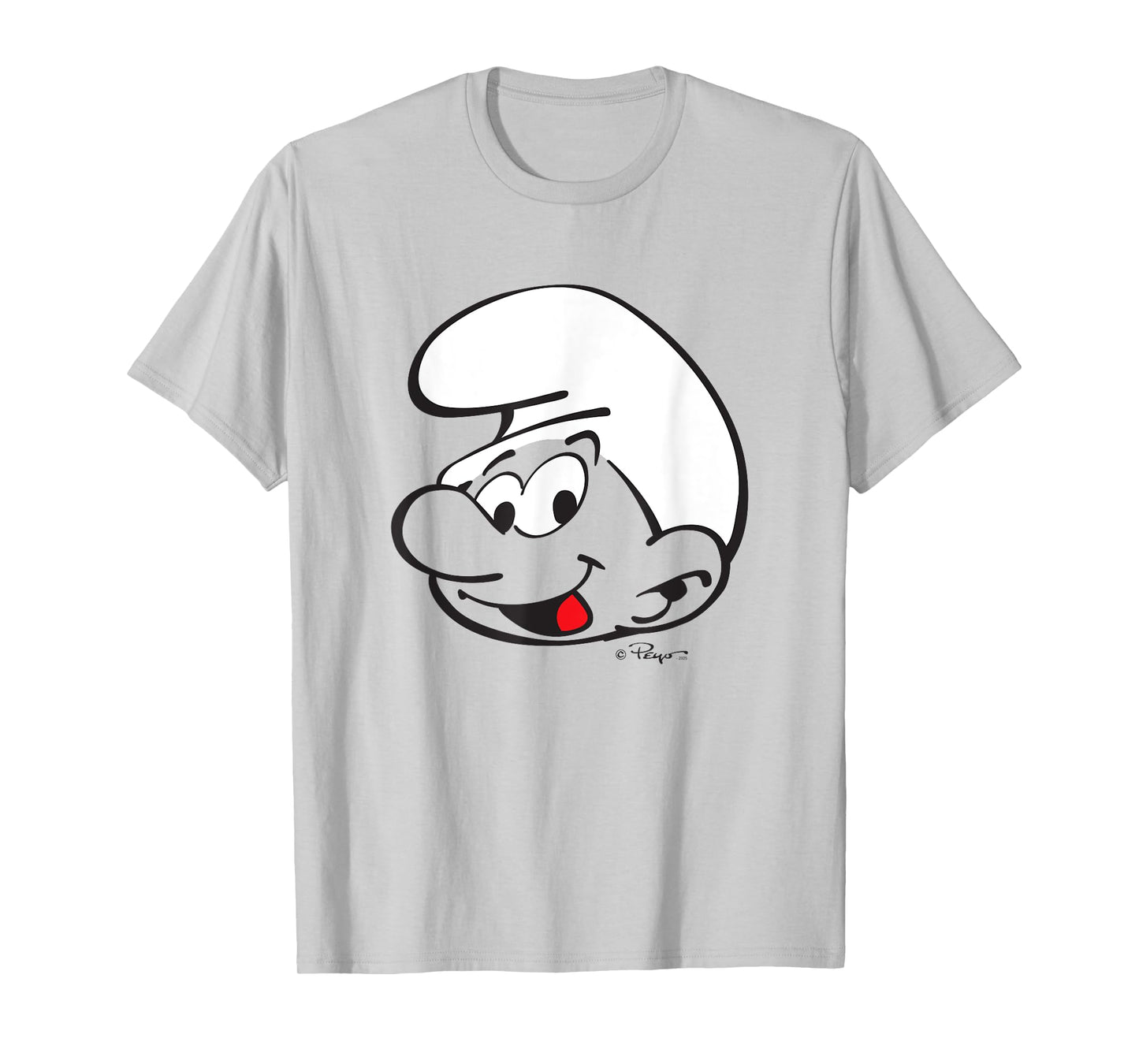 The Smurfs Large Smurf Head Design Retro Cartoon T-Shirt