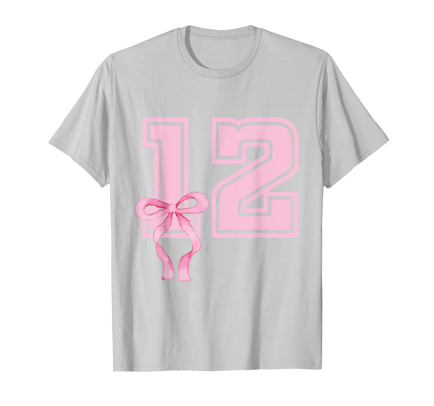 12 Years Old Birthday Girl Coquette Pink Bow Aesthetic T-Shirt