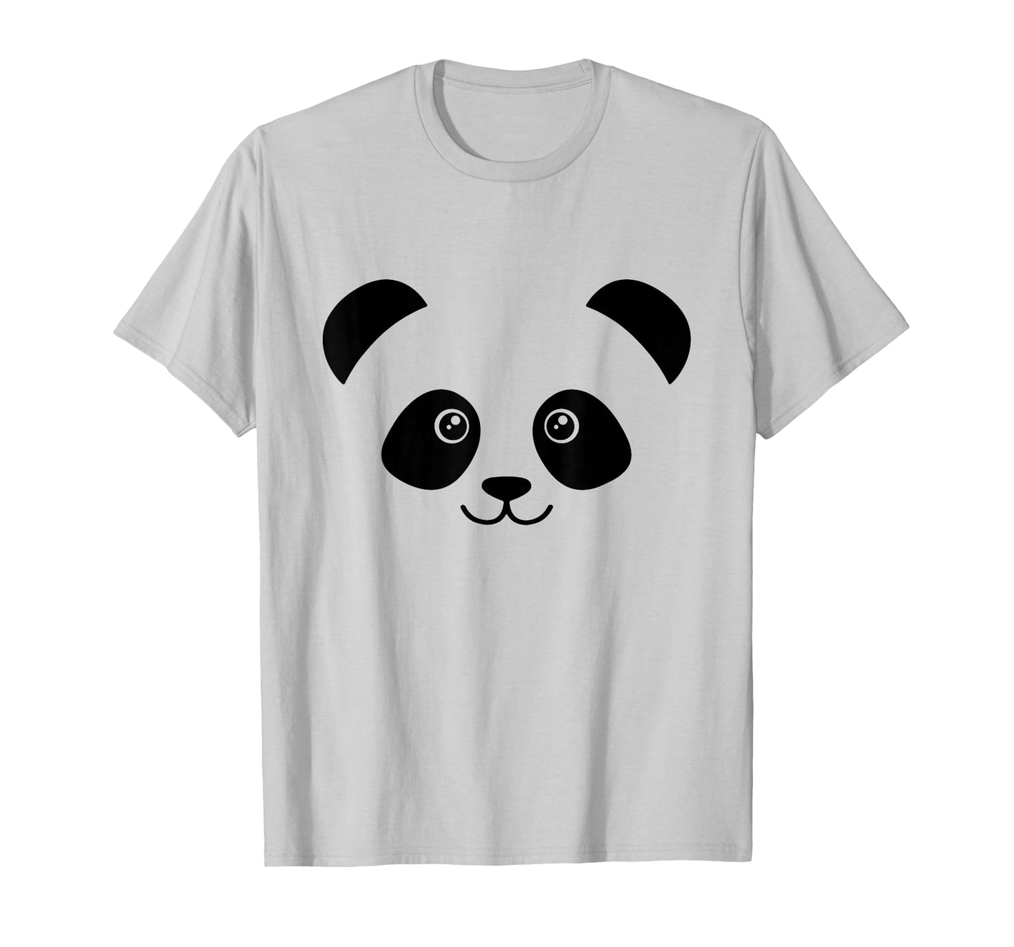 Panda Face Cute design Cute Little Panda Face T-Shirt for Women, Girls - Grey, Short Sleeve, Classic Fit, Unisex, XS/Small