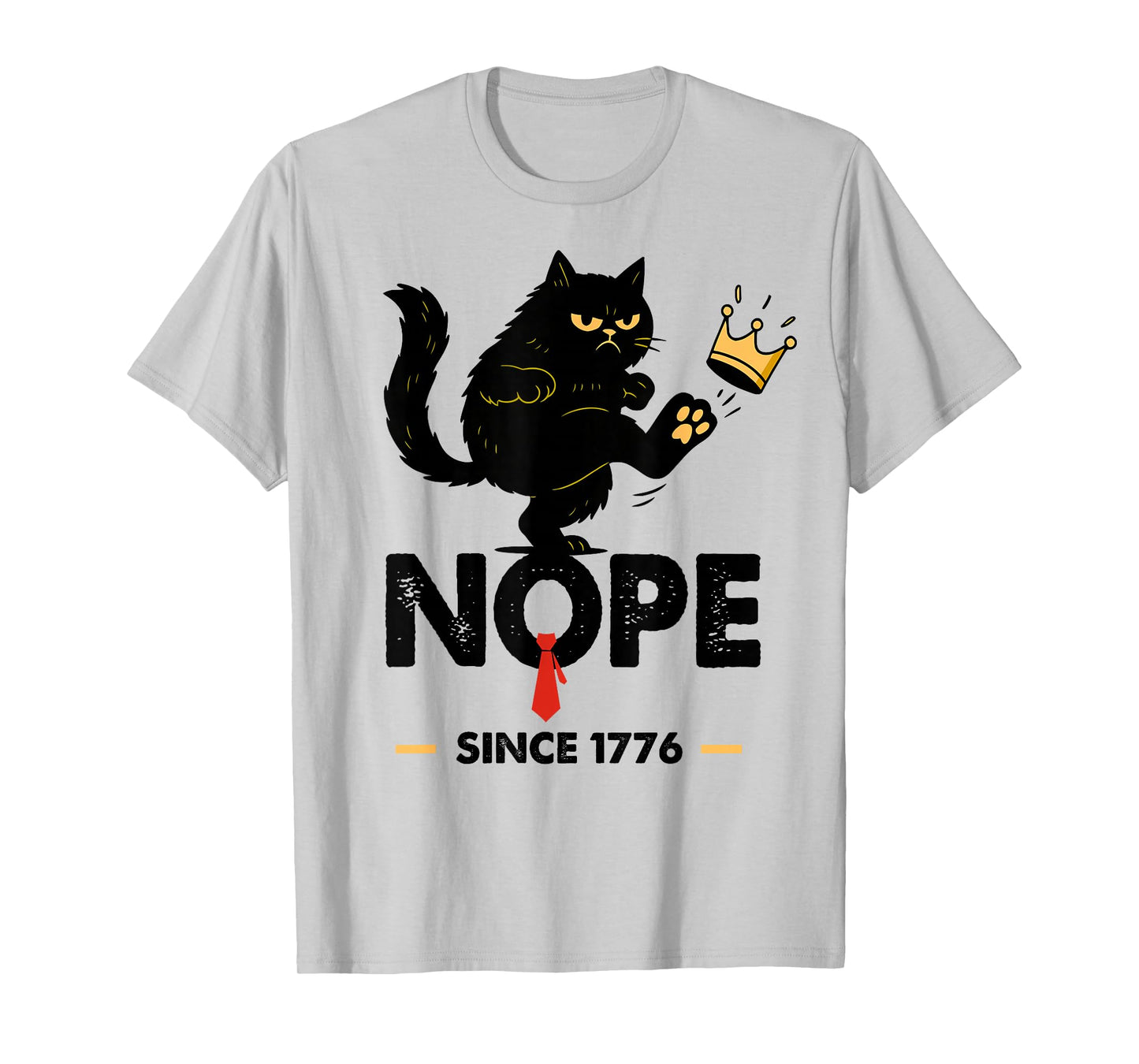 Nope No Kings in America Since 1776 Funny Black Cat T-Shirt