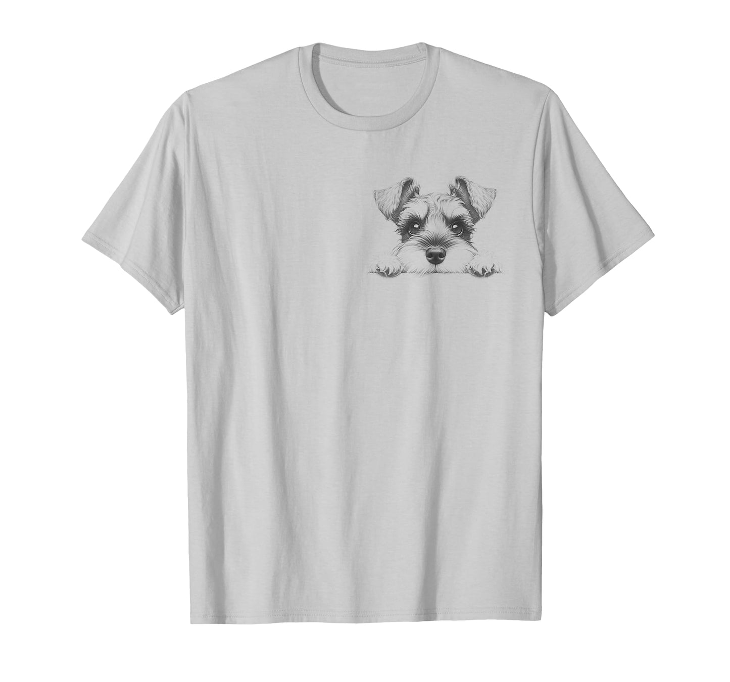 Mini Miniature Schnauzer peeking Cute Dog Design Idea T-Shirt