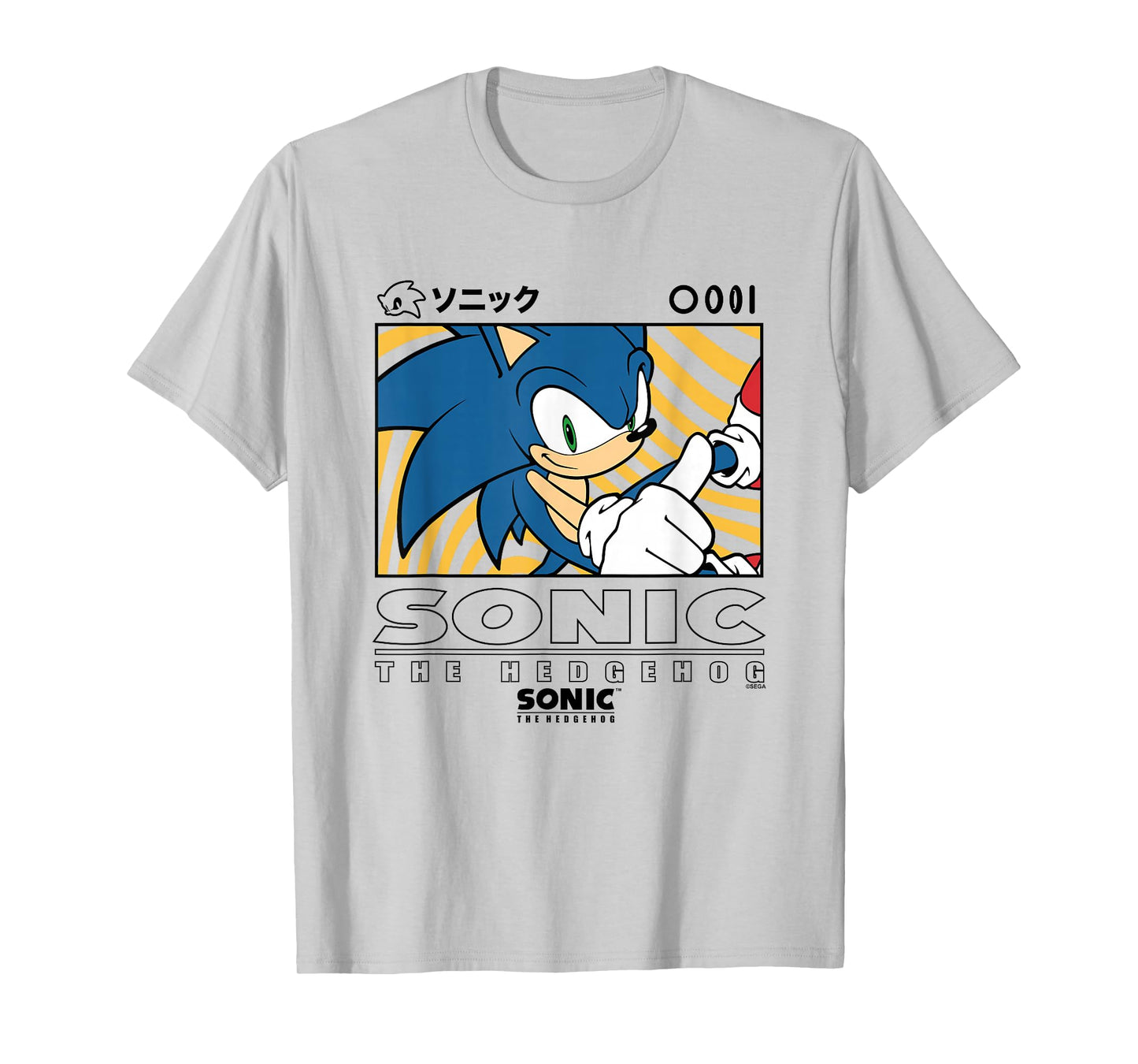 Sonic The Hedgehog Wavy Background Kanji Portrait T-Shirt