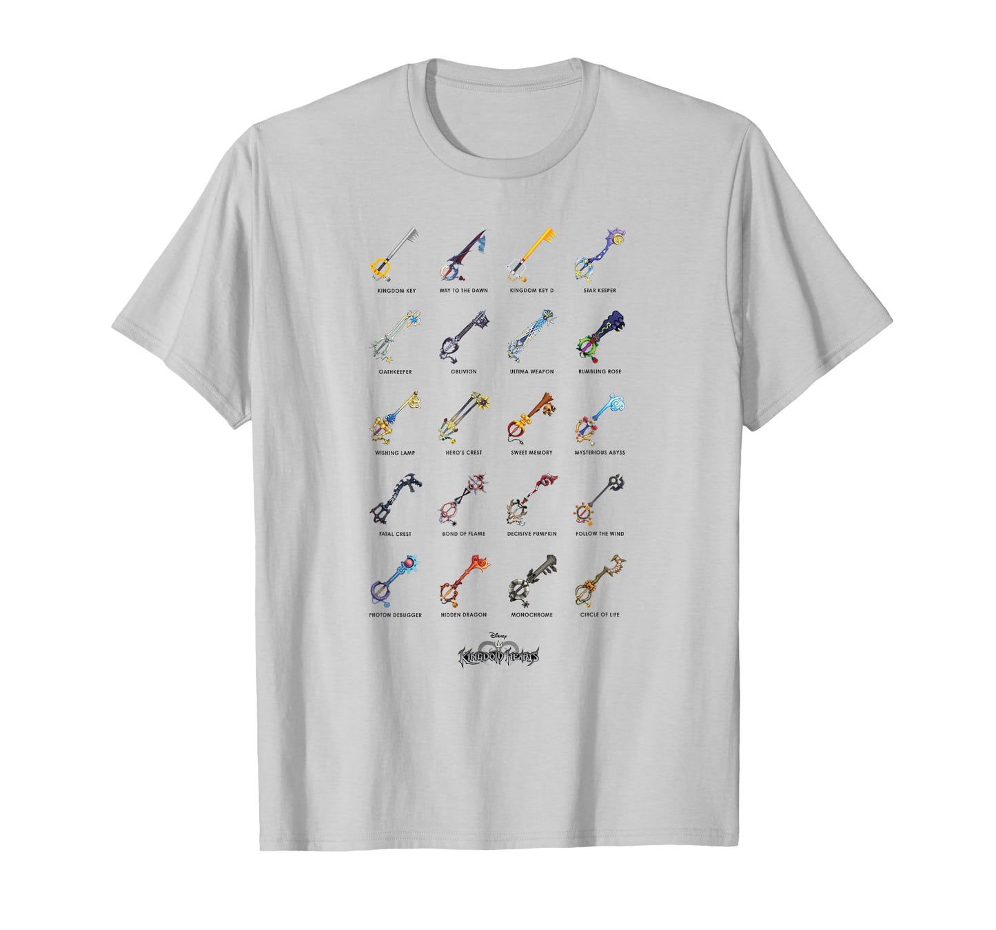 Disney Kingdom Hearts Keyblades with Names T-Shirt T-Shirt