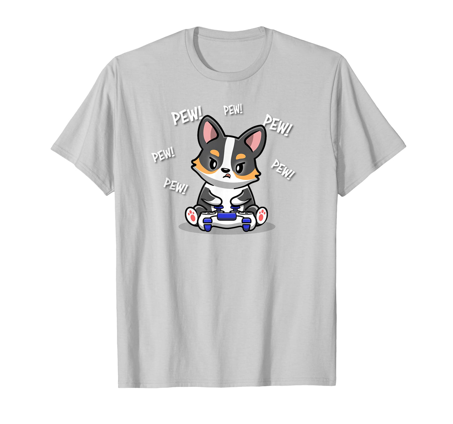 Funny Kawaii Kids Video Gamer Black Tricolor Corgi Lover T-Shirt