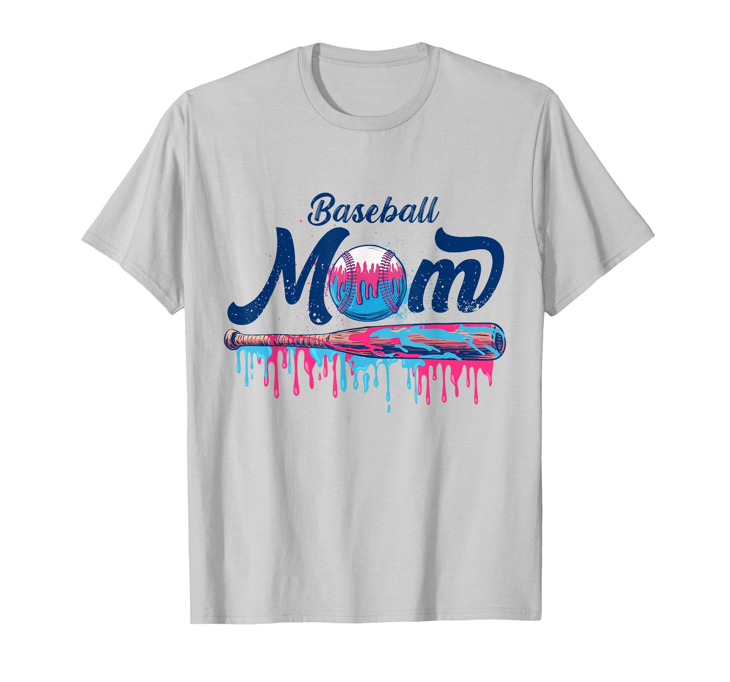 Baseball Drip Ice Cream Dripping Baseball Mom Mothers Day T-Shirt