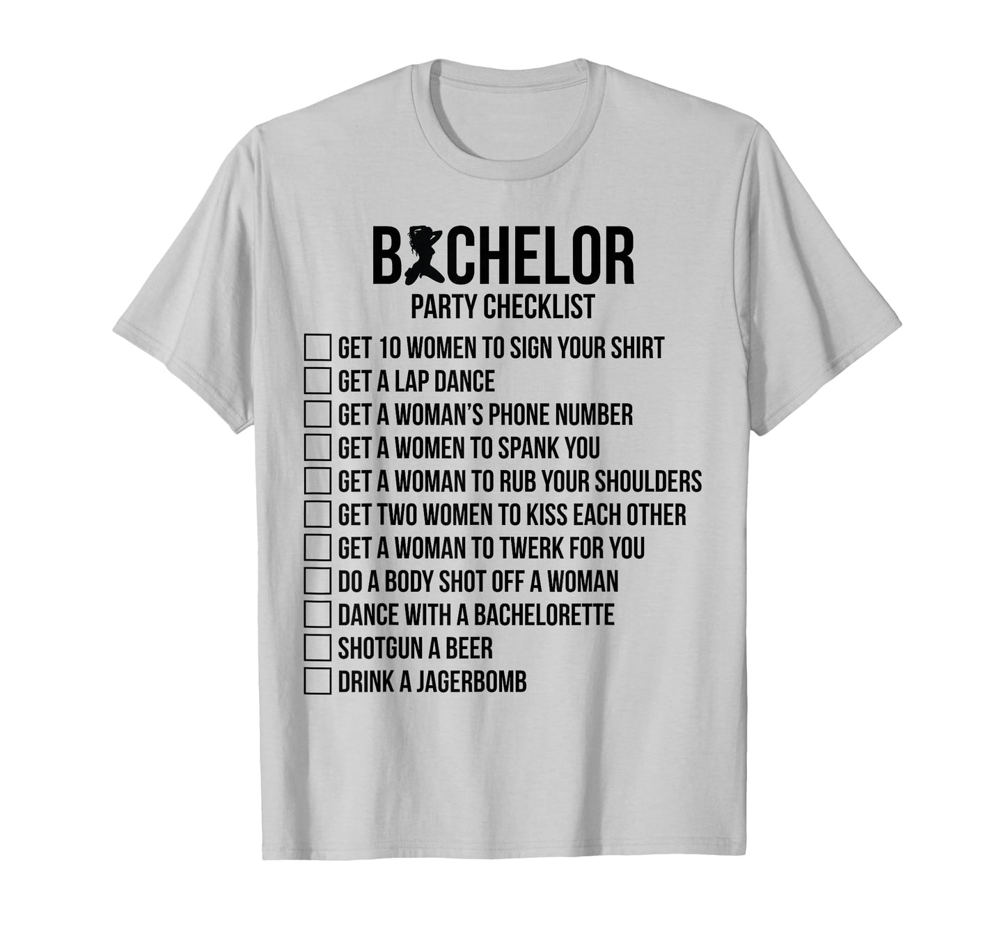 Groomsmen Groom Squat Men Bachelor Supplies Party Checklist T-Shirt