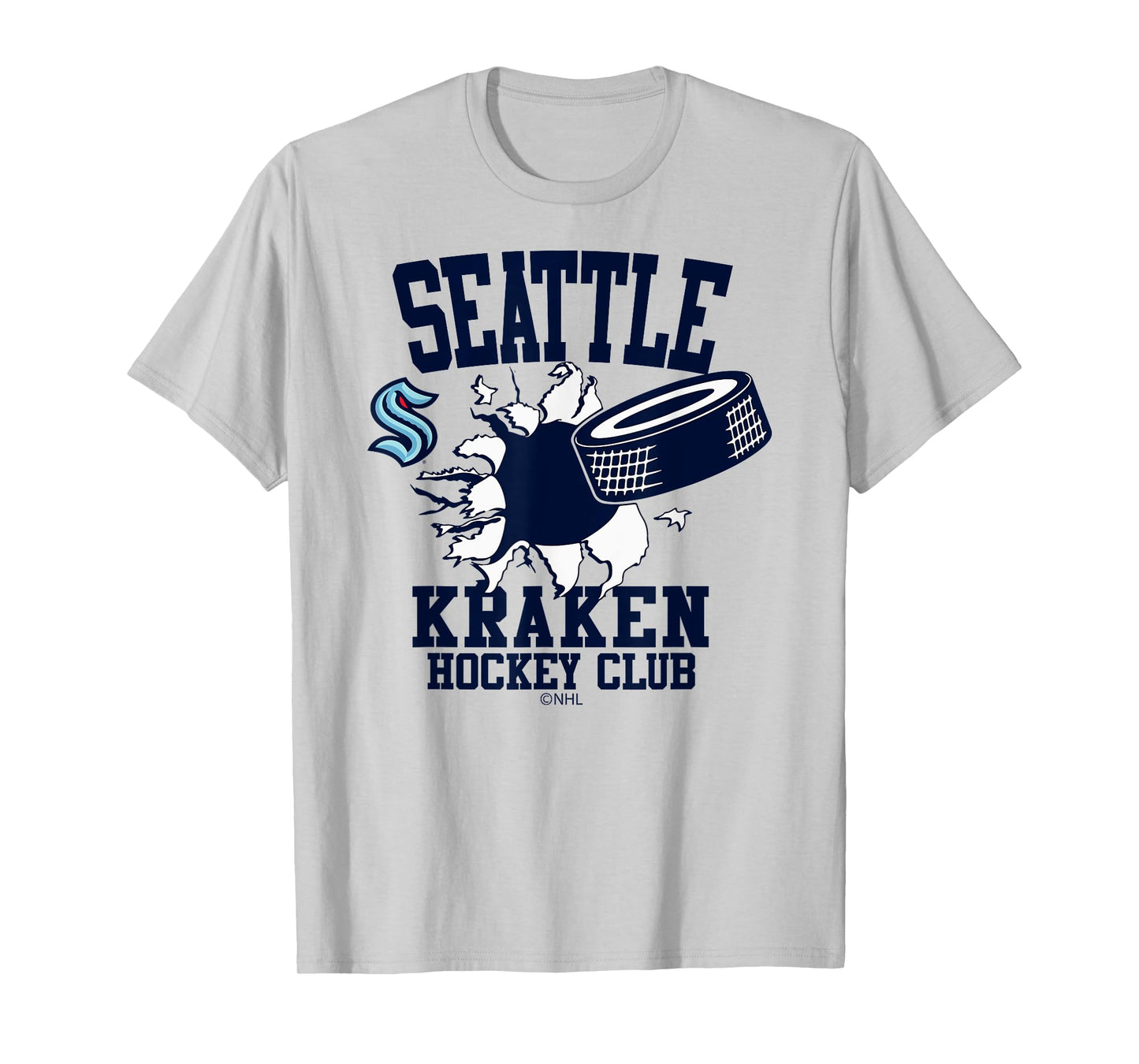 Seattle Kraken Hockey Puck Burst Gray Officially Licensed T-Shirt