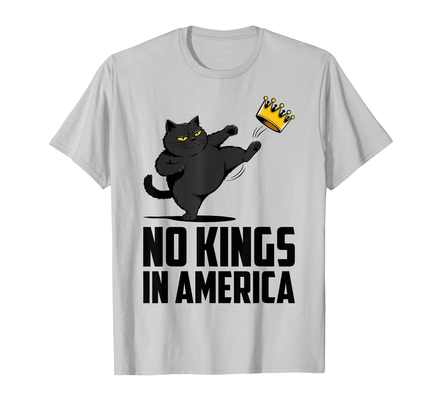 No Kings in America Black Cat Funny Political Meme 4th July T-Shirt