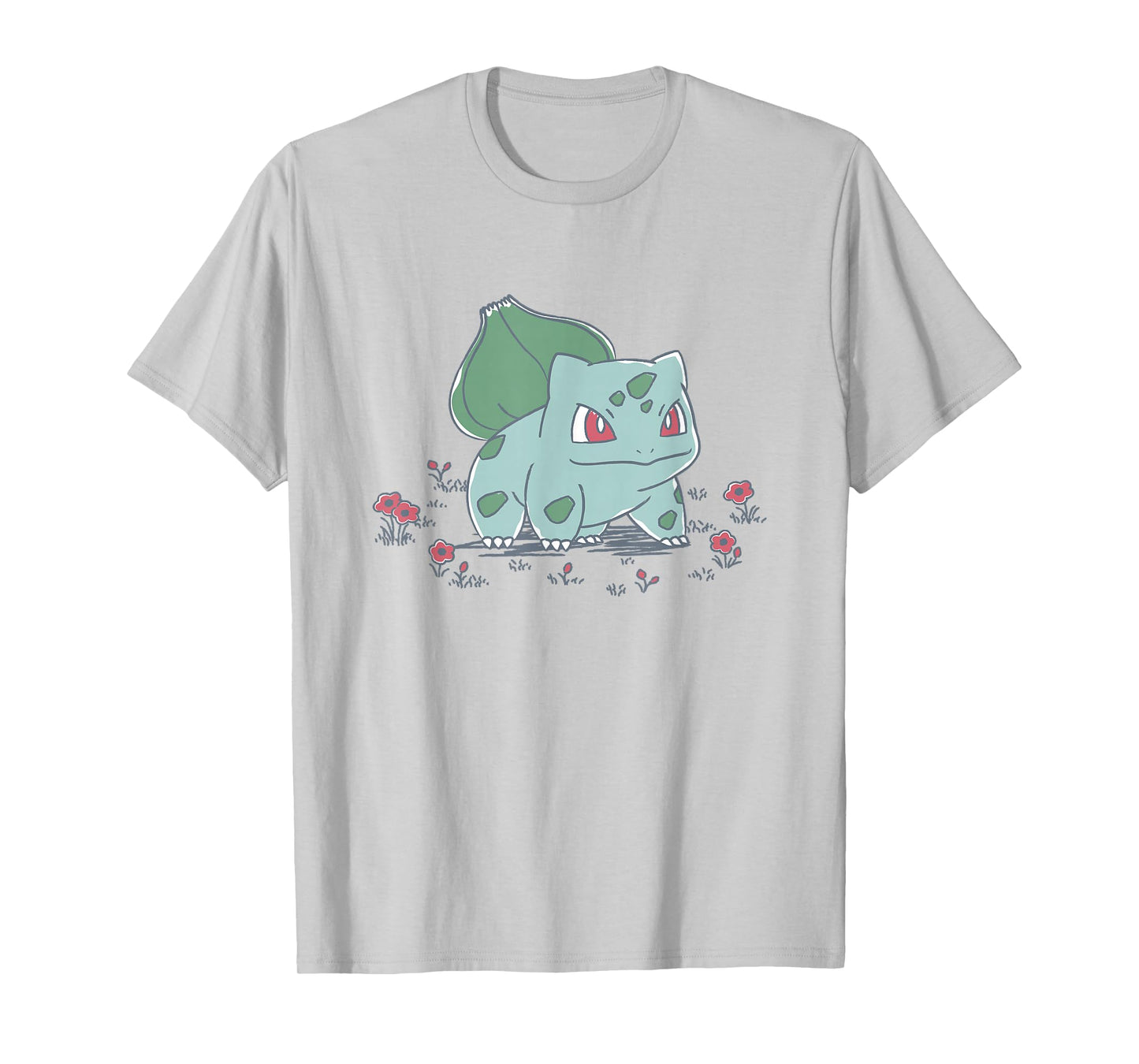Pokémon Bulbasaur Standing In Flower Garden Retro Sketch T-Shirt