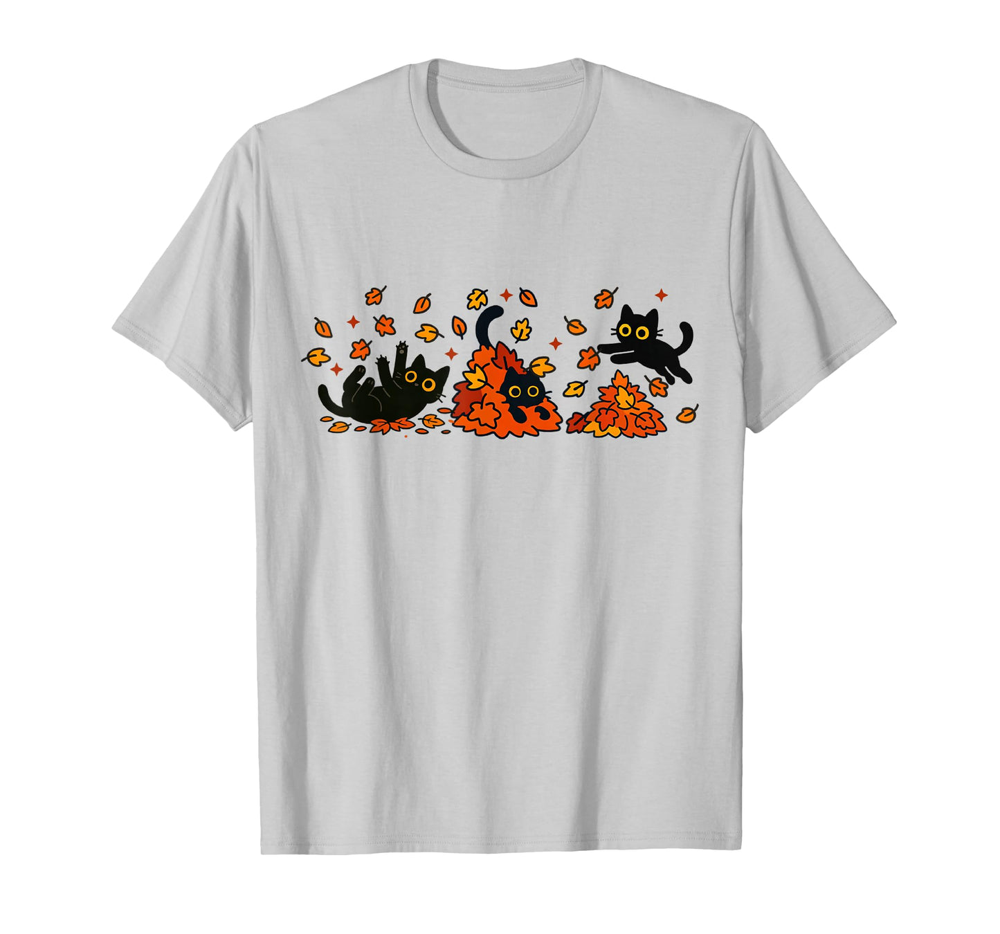Retro Black Cats Fall Autumn Vibe Leaves Falling T-Shirt