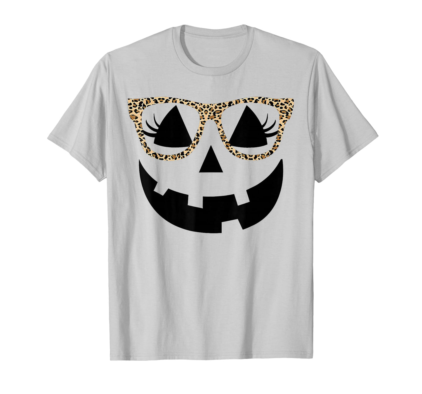 Jack O Lantern Face Pumpkin Hallowen Leopard Glasses T-Shirt
