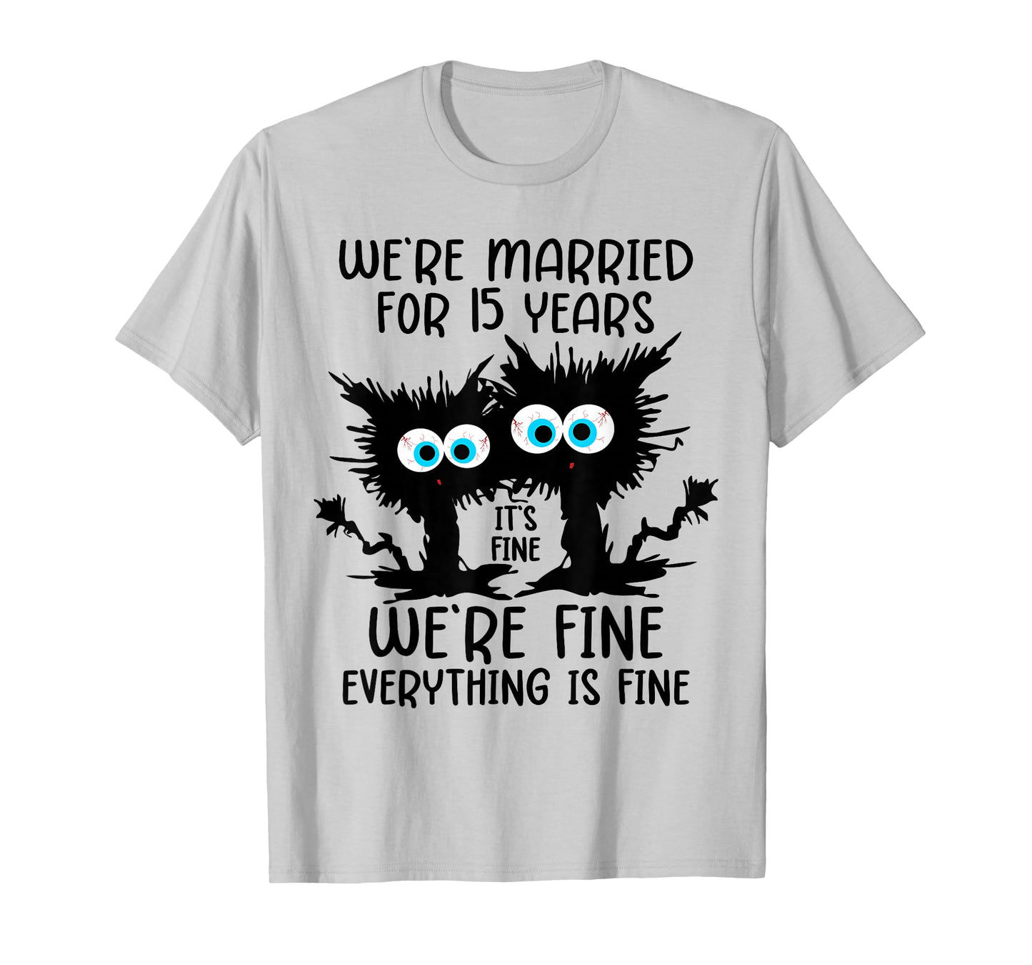 Crystal Wedding We're Married For 15 Years T-Shirt, Small, Grey