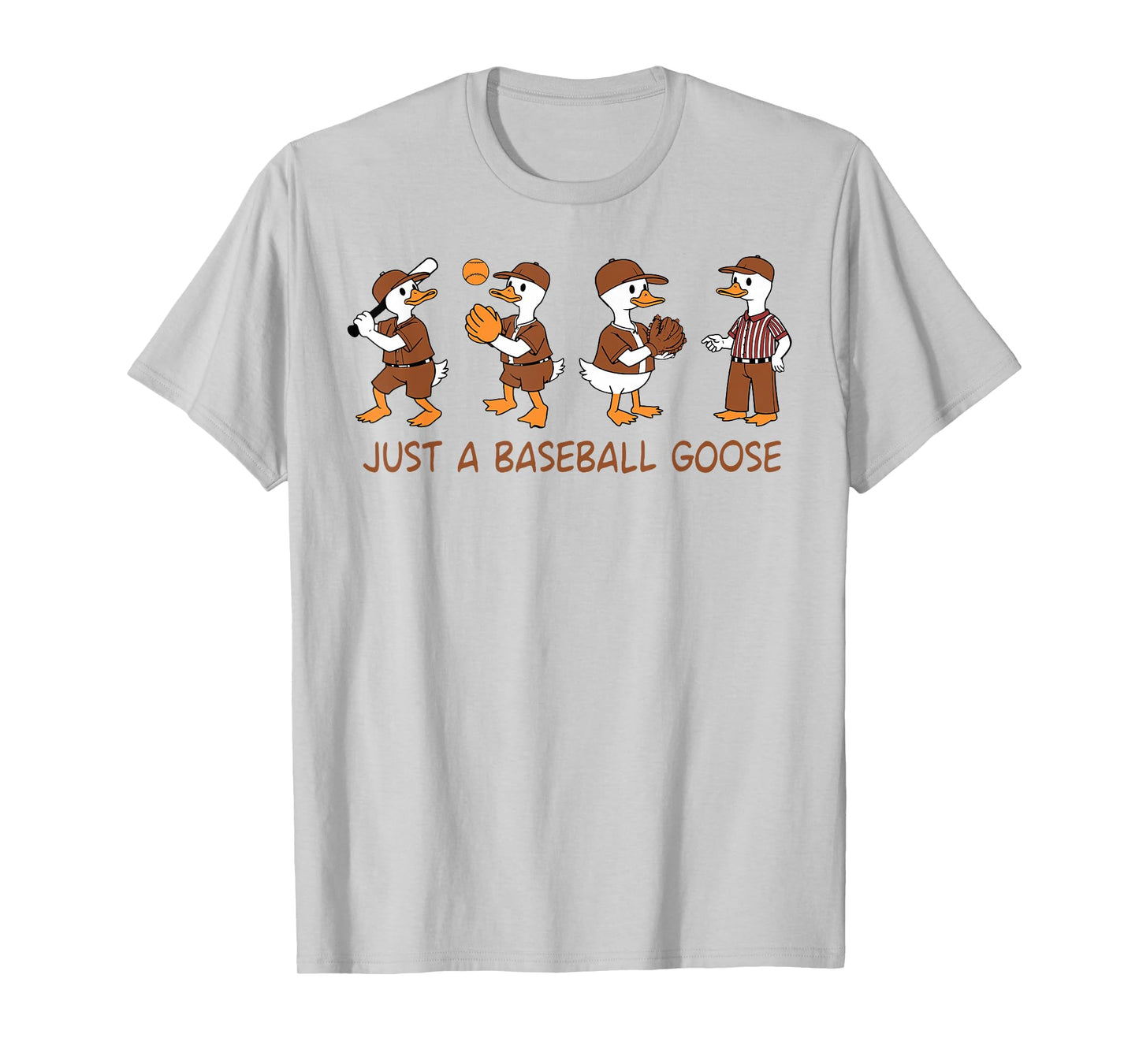 Funny Baseball Goose Baseball Silly Goose Game Day Sports T-Shirt