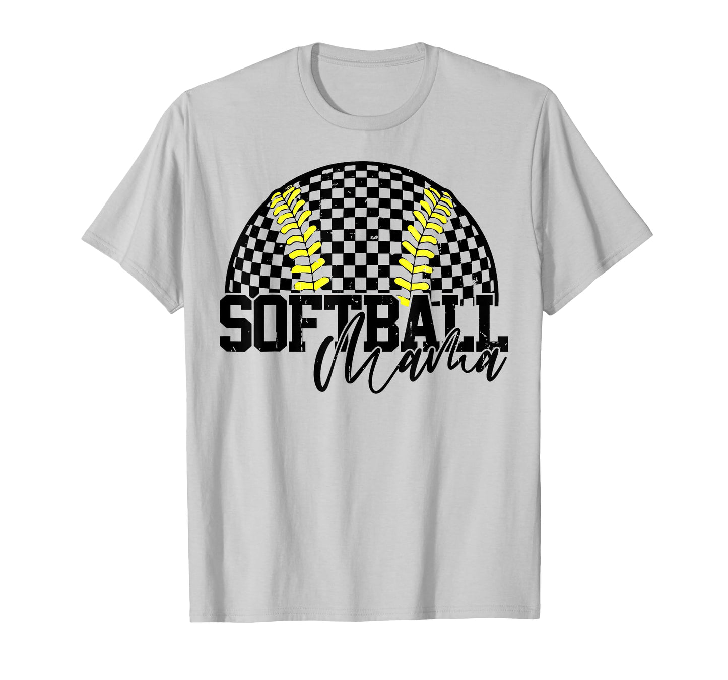 Softball Mama Checkered Softball Game Day Mom Womans T-Shirt