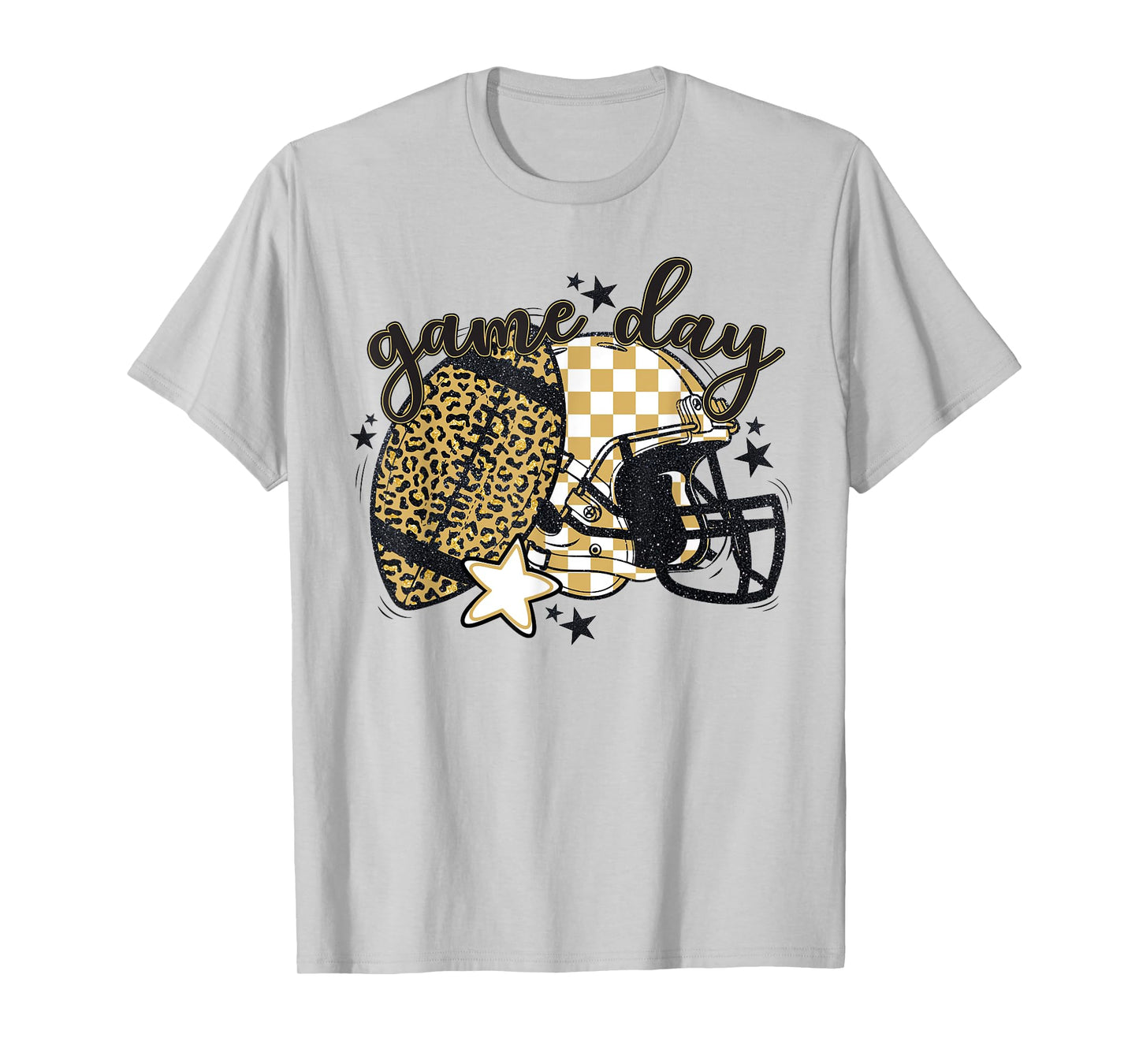 Yellow Leopard Game Day Football Touchdown Season Men Boys T-Shirt