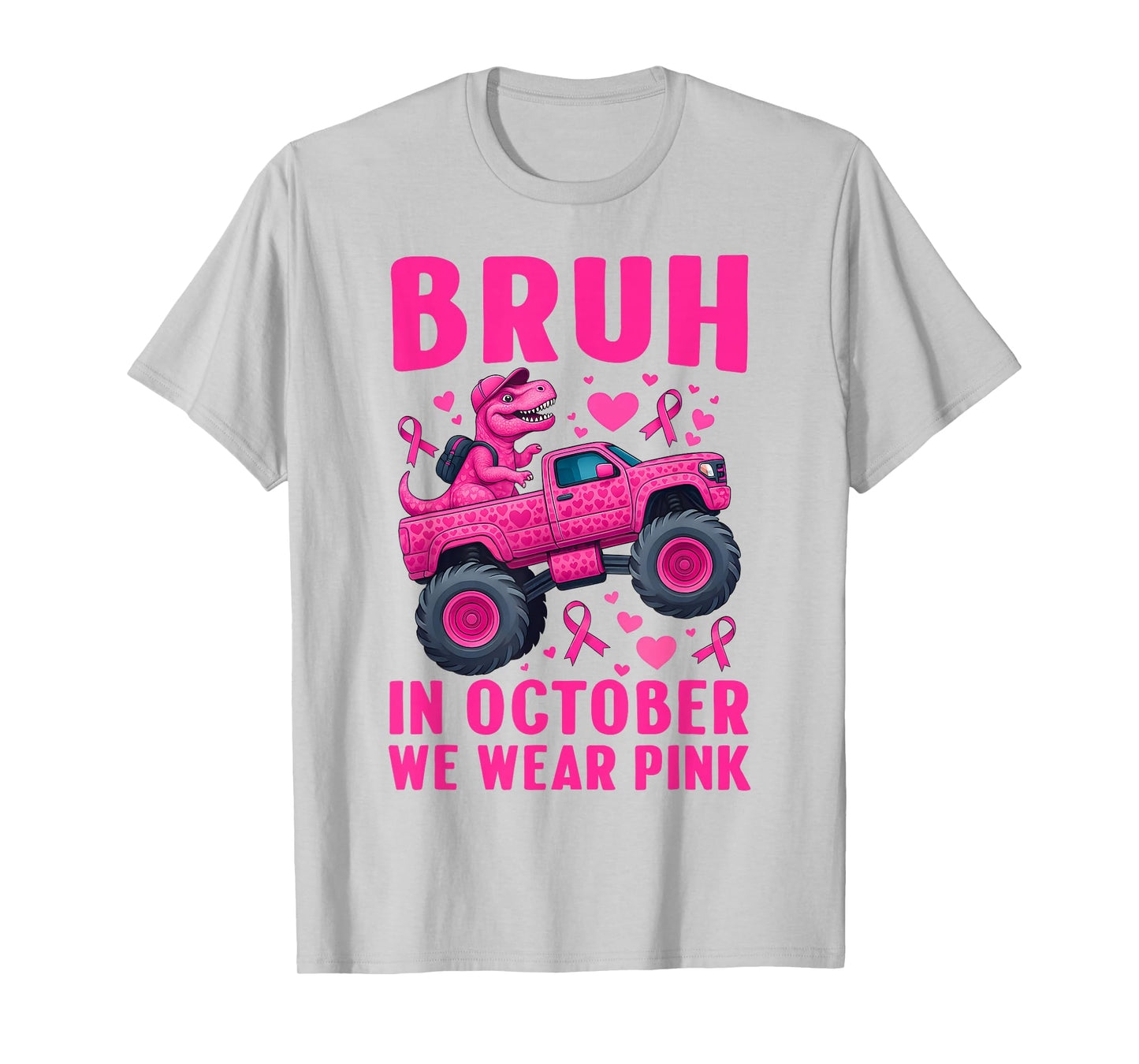 Bruh in October We Wear Pink Breast Cancer Kids Teen Girls T-Shirt