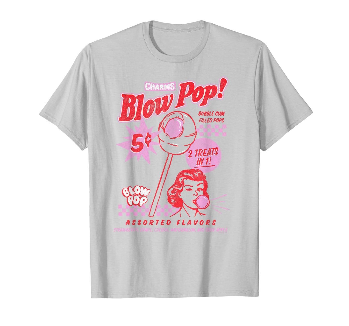 Charms Blow Pop 2 Treats in 1 Vintage Ad Sucker Candy T-Shirt