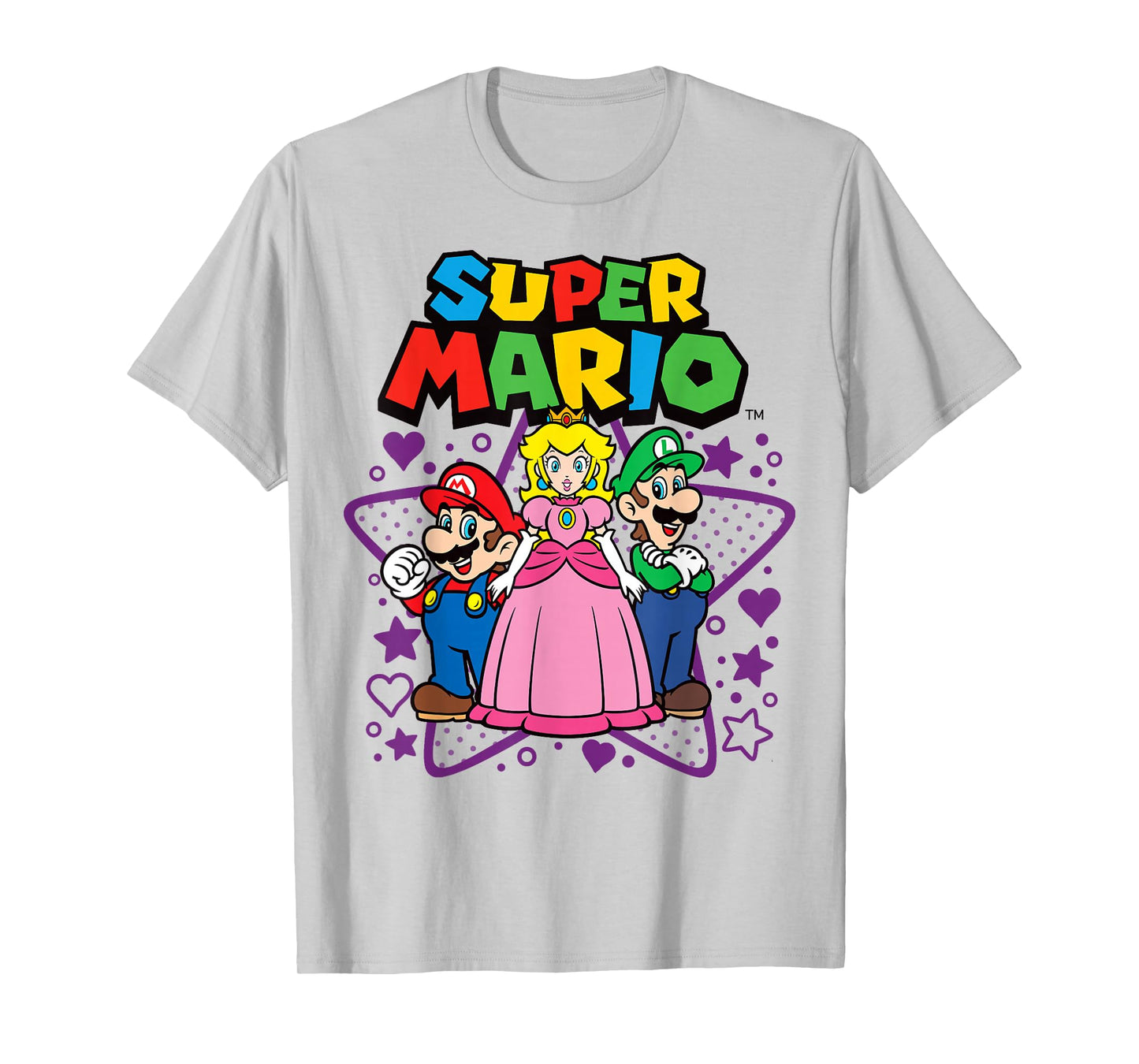 Super Mario Peach Luigi Trio Stars And Hearts T-Shirt