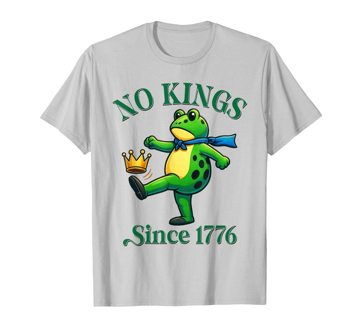 No Kings Since 1776 Portland Frog Kicking Crown Retro T-Shirt