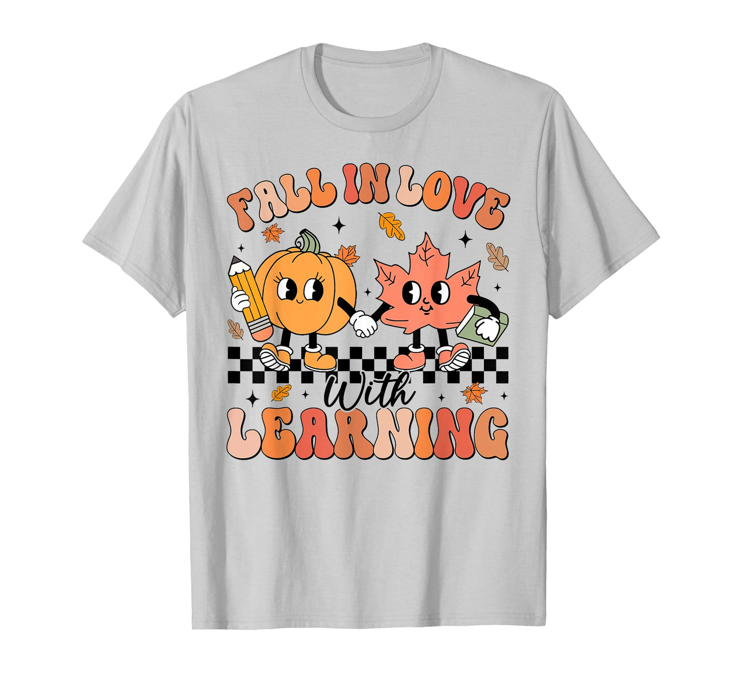 Retro Fall in Love with Learning Autumn Pumpkin Teacher T-Shirt