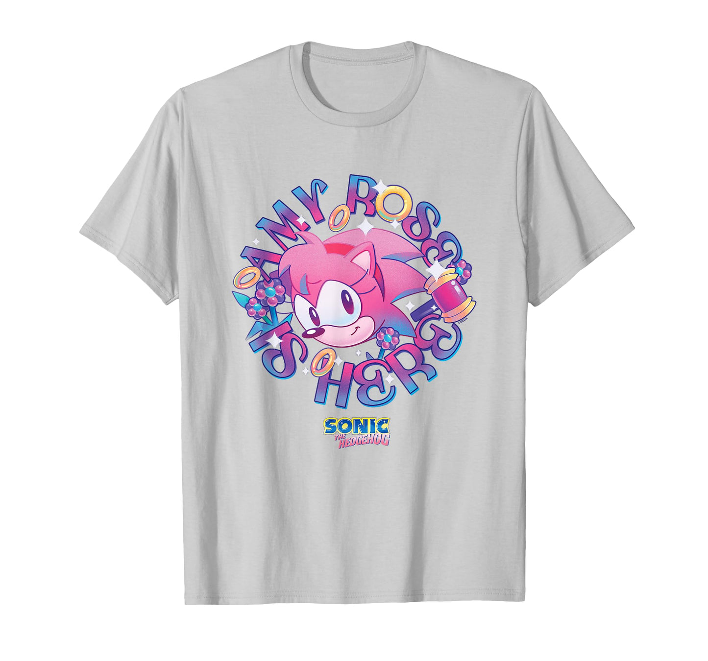 Sonic The Hedgehog Amy Rose Is Here Vintage Face Portrait T-Shirt