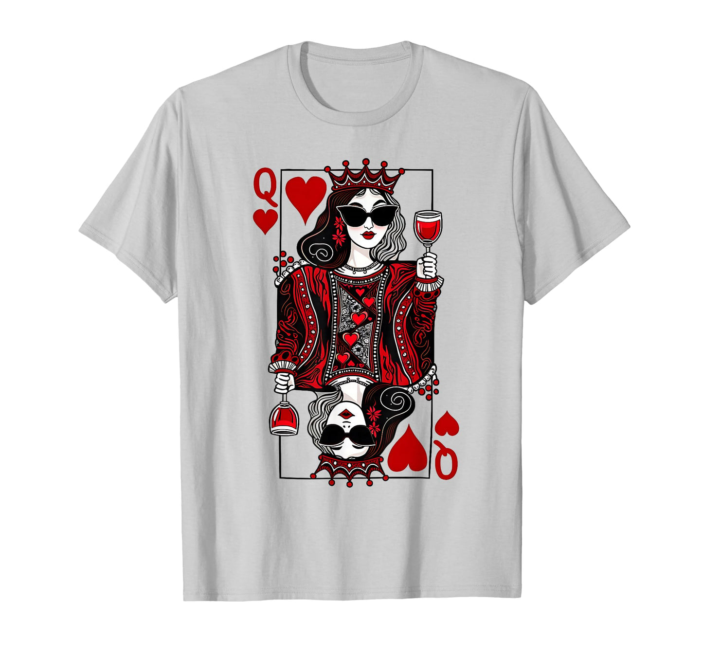 Queen of Hearts Wine Lover Womens Ladys T-Shirt