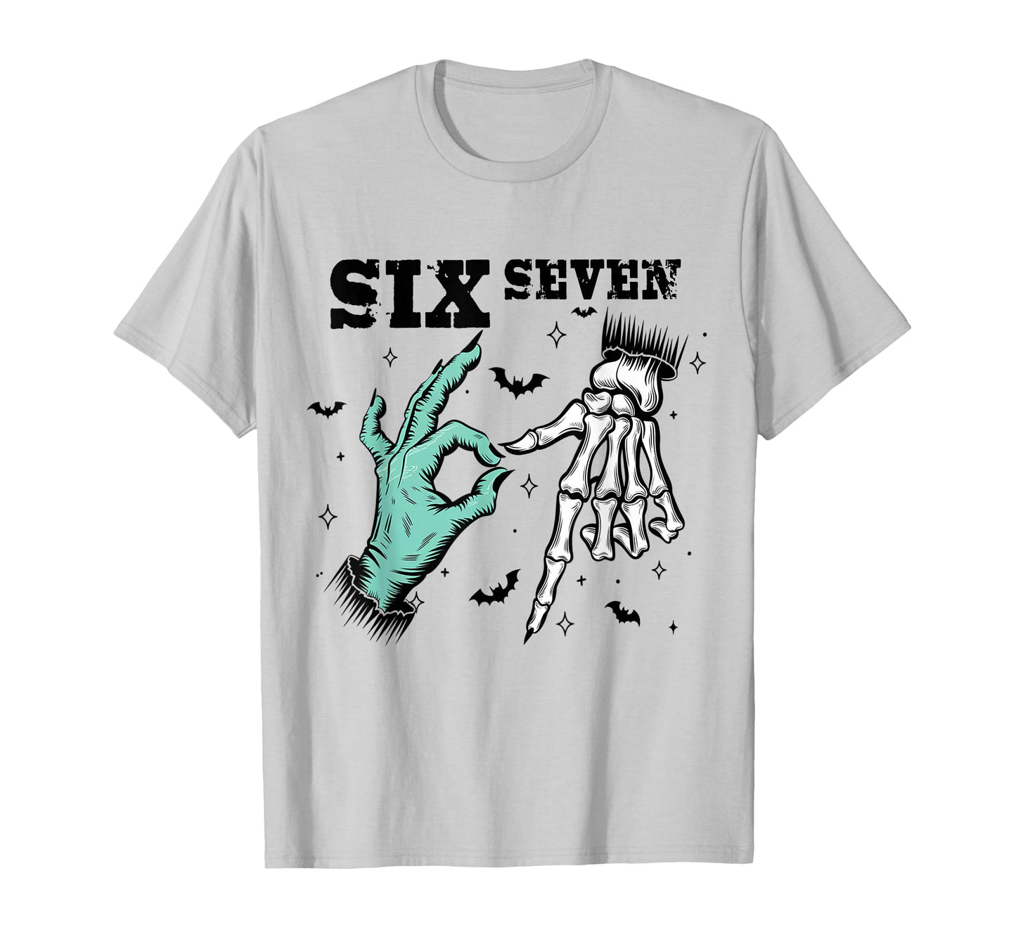 Funny 67 Meme Spooky Skeleton Six Seven Gen Alpha Slang T-Shirt