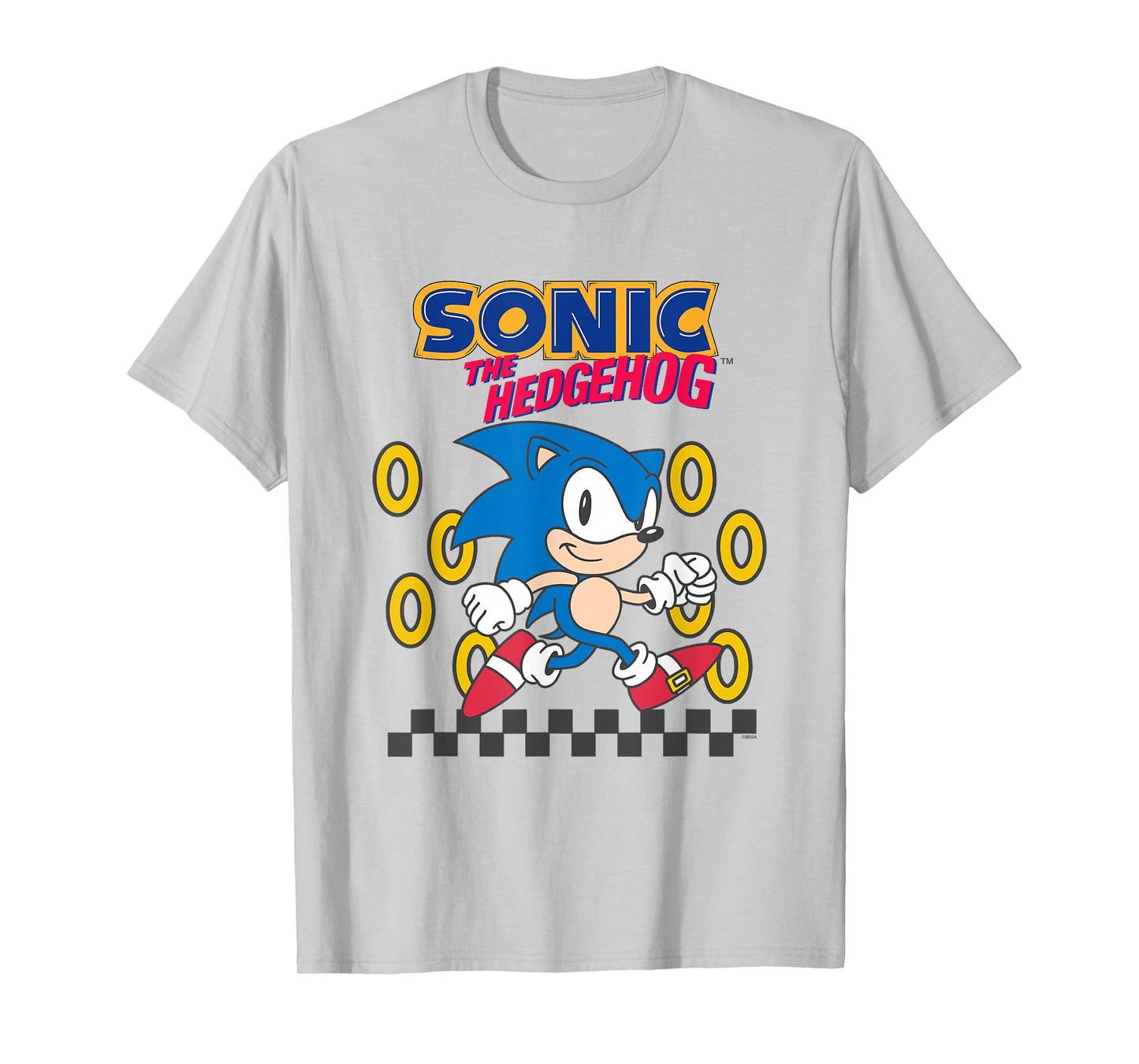 Sonic The Hedgehog Cute Run Through Golden Rings Retro T-Shirt