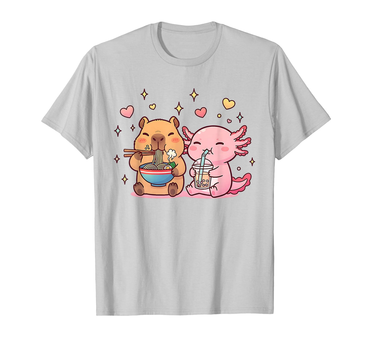 Cute Capybara and Axolotl Kawaii Funny Boba Capibara Kids T-Shirt