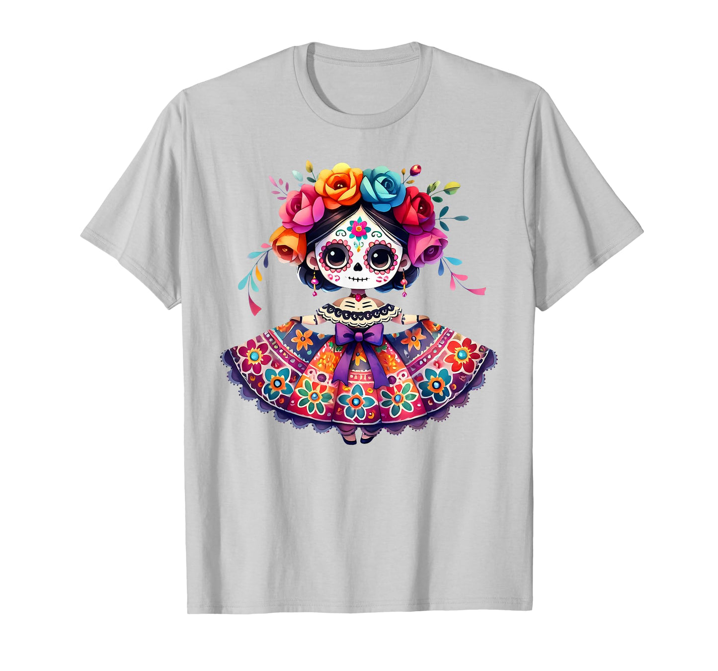 Day The Dead Little Girl Skeleton Dia De Los Muertos Kids T-Shirt