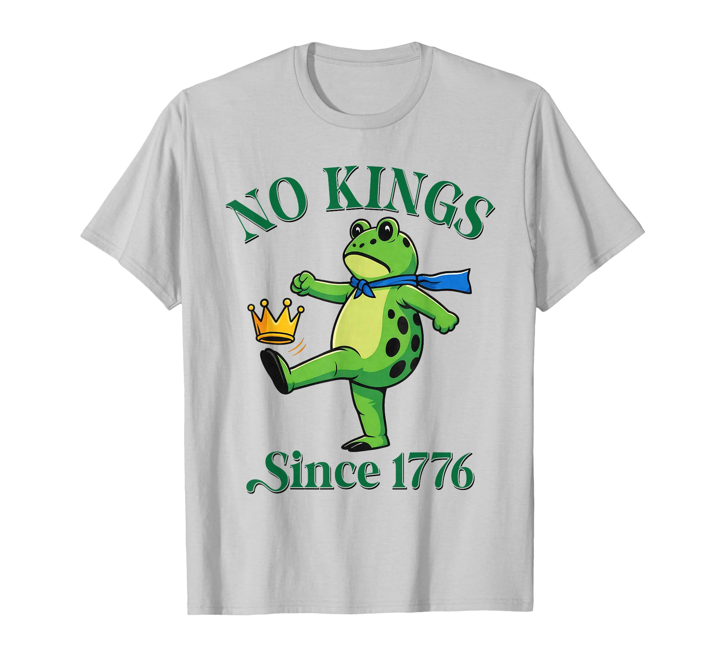 No Kings Since 1776 Portland Frog Kicking Crown Retro T-Shirt